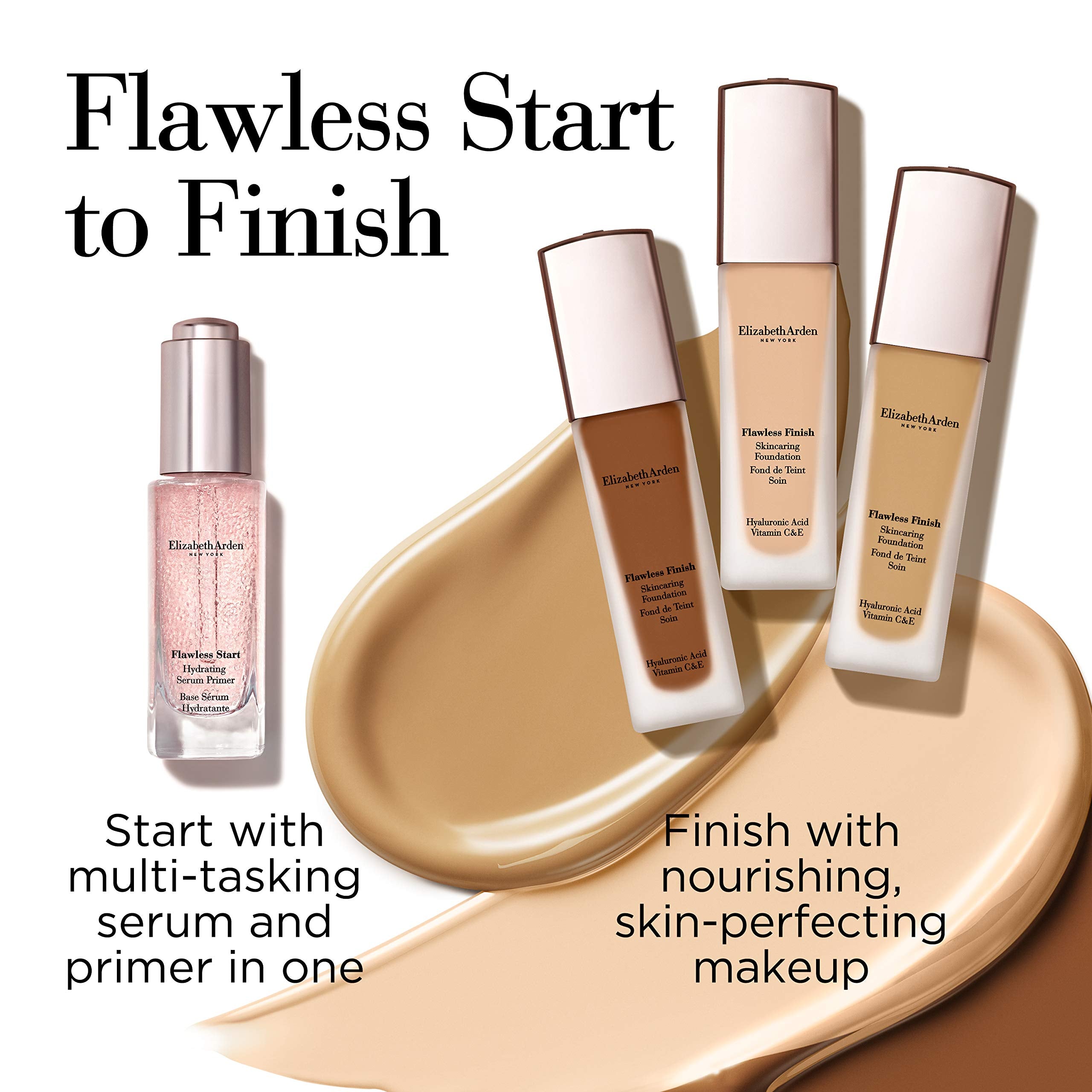 Elizabeth Arden Flawless Finish Skincaring Foundation with Hyaluronic Acid, Vitamin C & E, 130W (Fair skin with warm undertones)