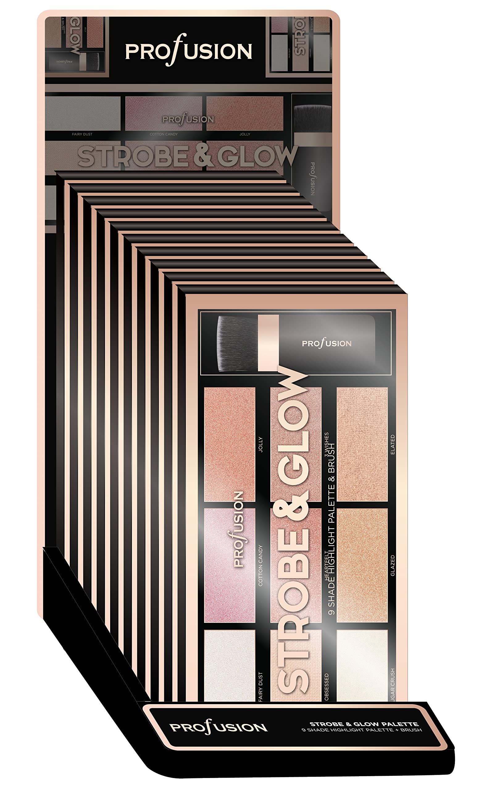 Profusion Cosmetics Professional Artistry Pro Strobe and Glow Highlight Palette Face Cheek Diamond Shimmer Glitter Highlighter M