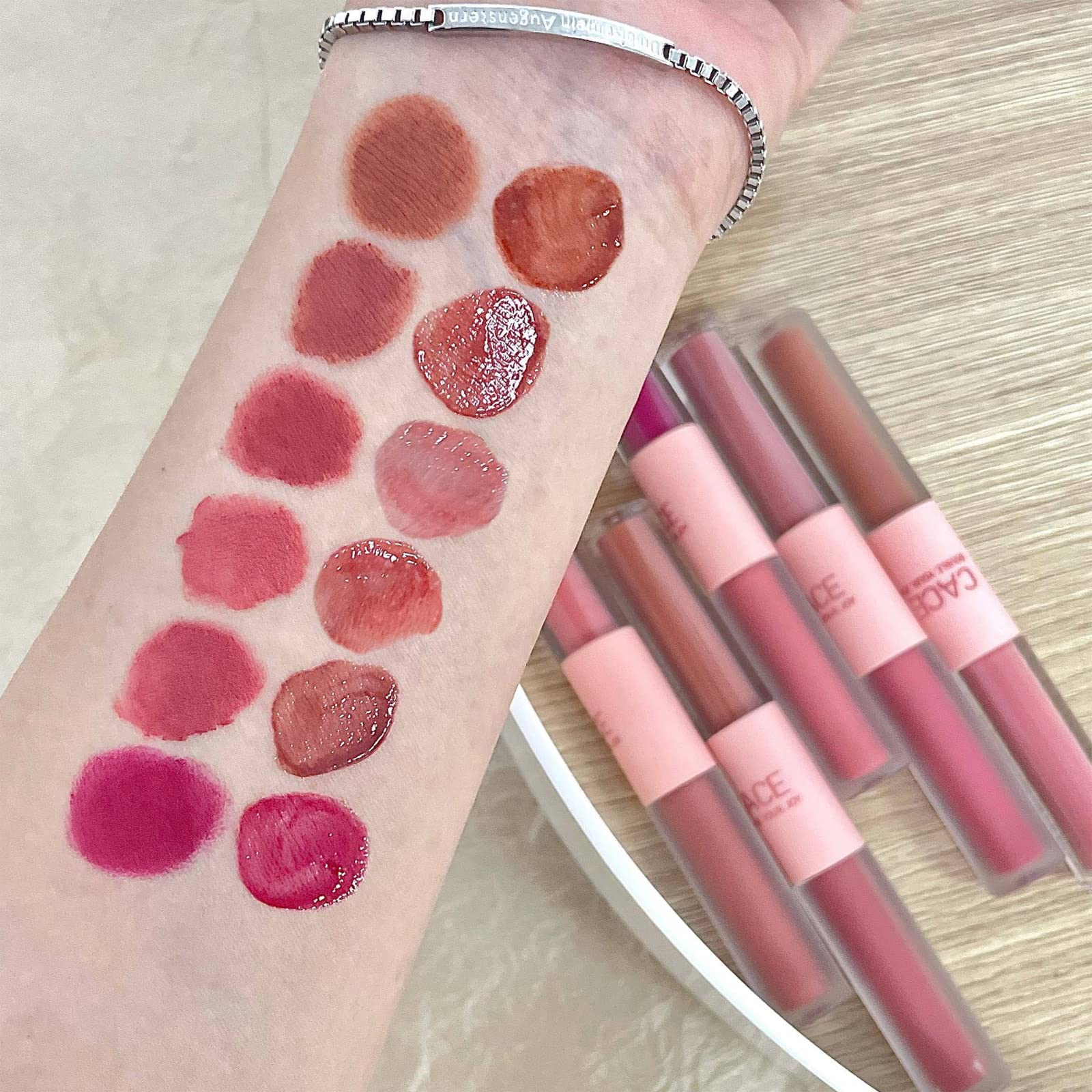 Domality 6 Colors 2 In 1 Double-End Lip Gloss Set, 6Pcs Matte Velvet & Mirror Finish Liquid Lipstick, Long Lasting Waterproof Gl