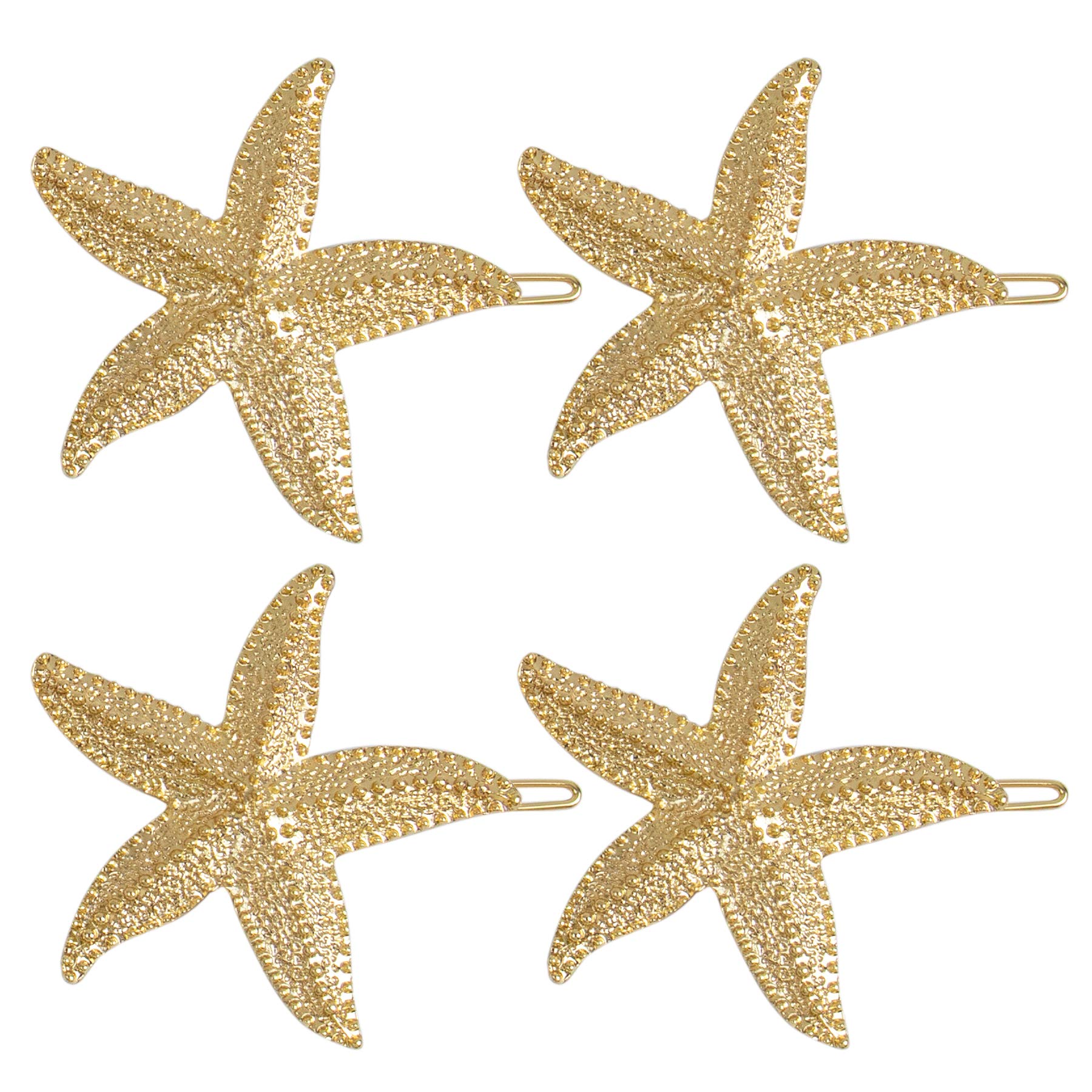 Auear, 4 Pack Starfish Hair Clips Bridal Hairpin Metal Hair Pins Sea Star Hair Clip Pretty Beach Hair Pin For Wedding Women Girl