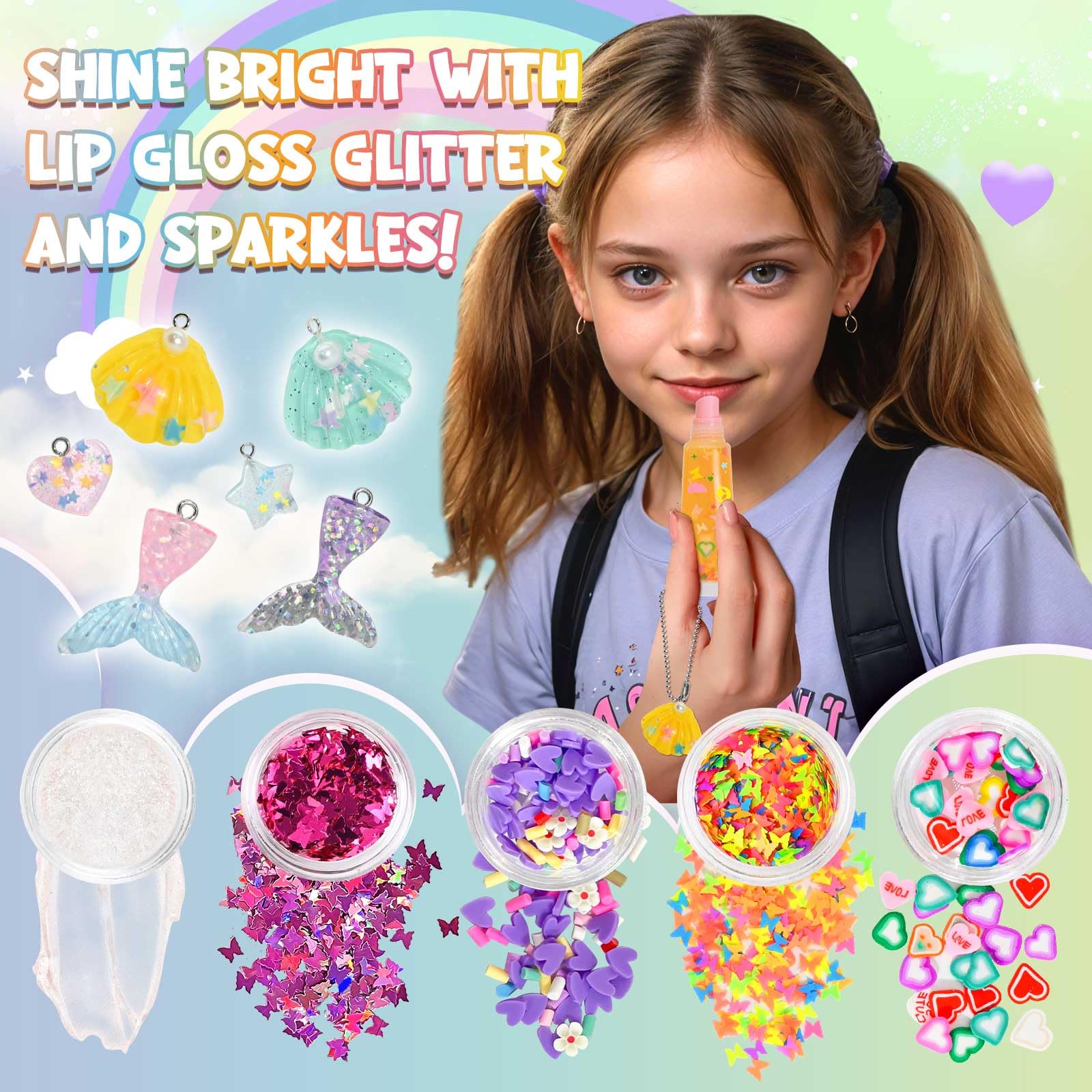 Lip Gloss Making Kit Jcoos 73Pcs Lip Gloss Keychain Make Your Own Lip Gloss Kit, Diy Lip Gloss Making Kit Moisturizing Shine Beg