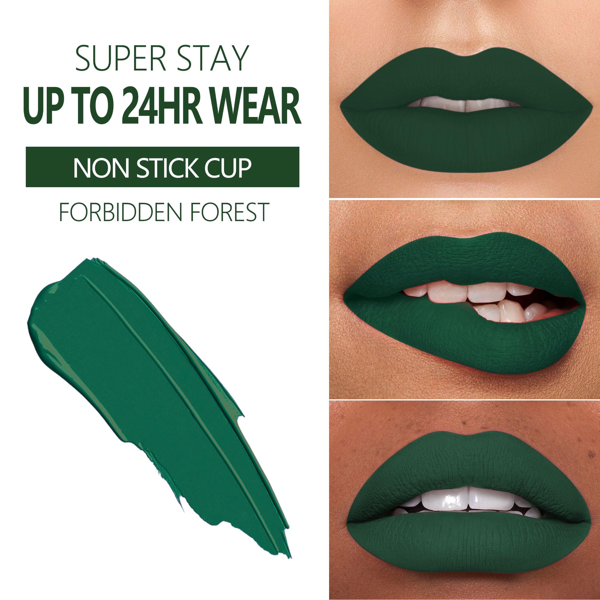 Maki Yika Green Lipstick For Women Color Stay Long Lasting Lipsticks, No Smudge Matte Liquid Lipstick Transferproof Cruelty-Free