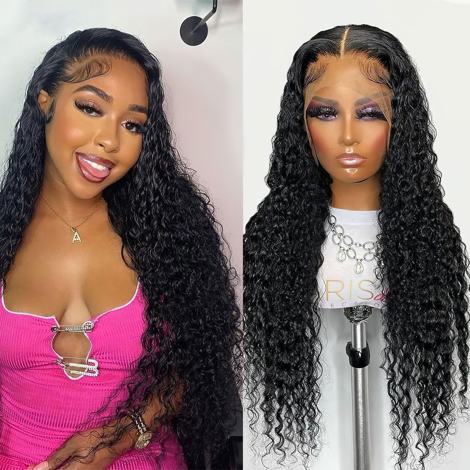 Hrnytdek 28 Inch 13x4 HD Transparent Frontal Human Hair Body Wave Glueless Wigs Pre Plucked with Baby Hair Natural Hairline for 