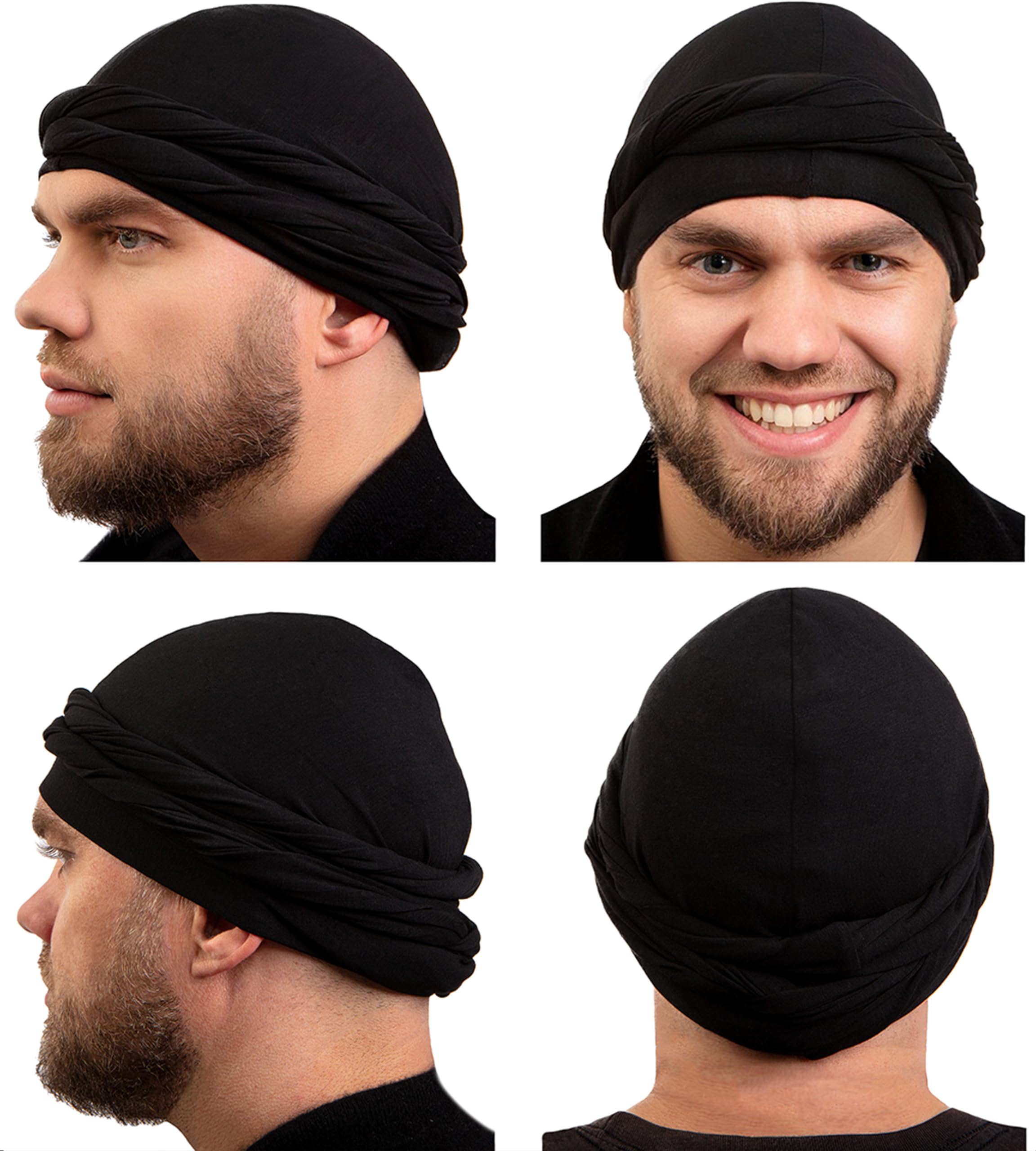 Caplord Turban For Men Silk Satin Lined Head Wrap Pre-Tied Skull Cap For Men And Women Sleeping Bonnet Hair Cover Chemo Hair Los