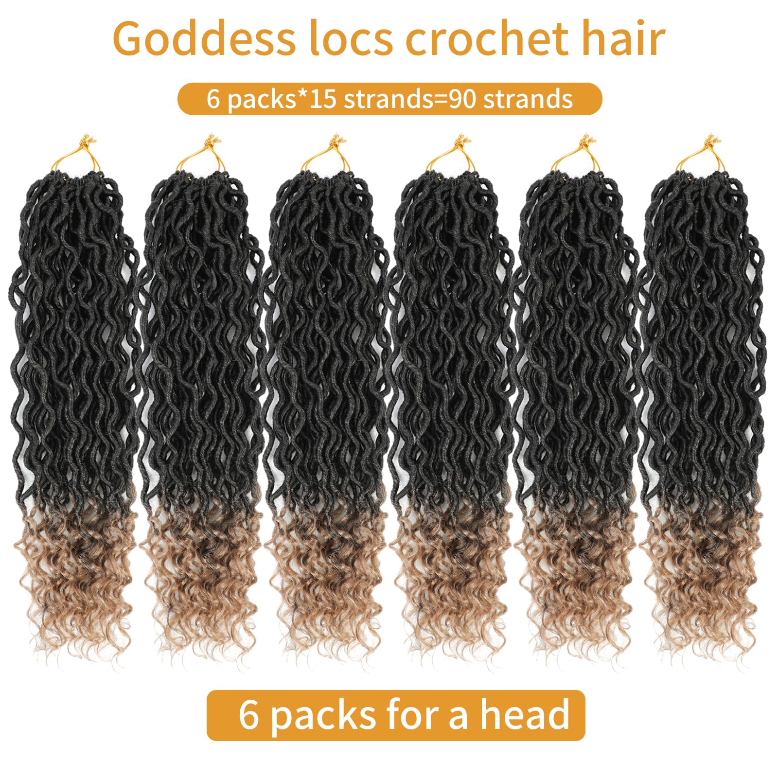 Faux Locs Crochet Hair 18 Inch 6 Packs Ombre Goddess Locs Crochet Hair For Black Women Pre Looped Faux Locs With Curly Ends Synt