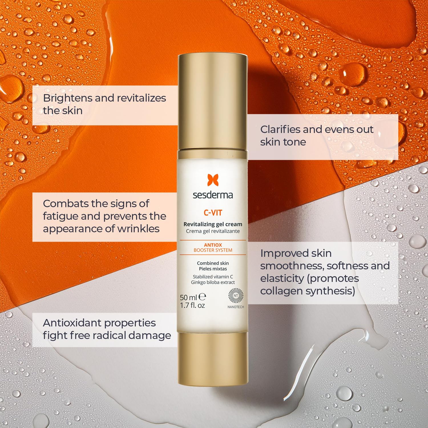 Sesderma C-Vit Revitalizing Gel Cream, 1.7 Fl Oz