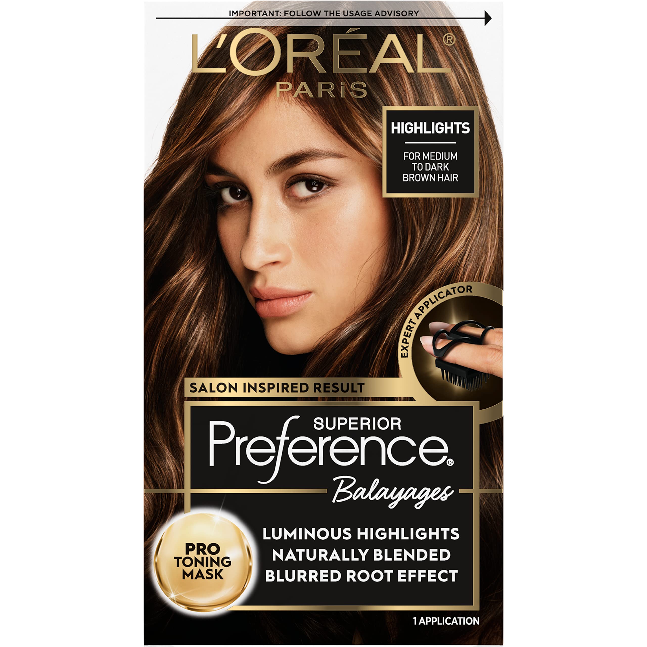 L'Oreal Paris Superior Preference Balayage Kit, Hair Dye for At-Home Highlighting with Pro Toning Mask, Light Brown to Brown, 1 