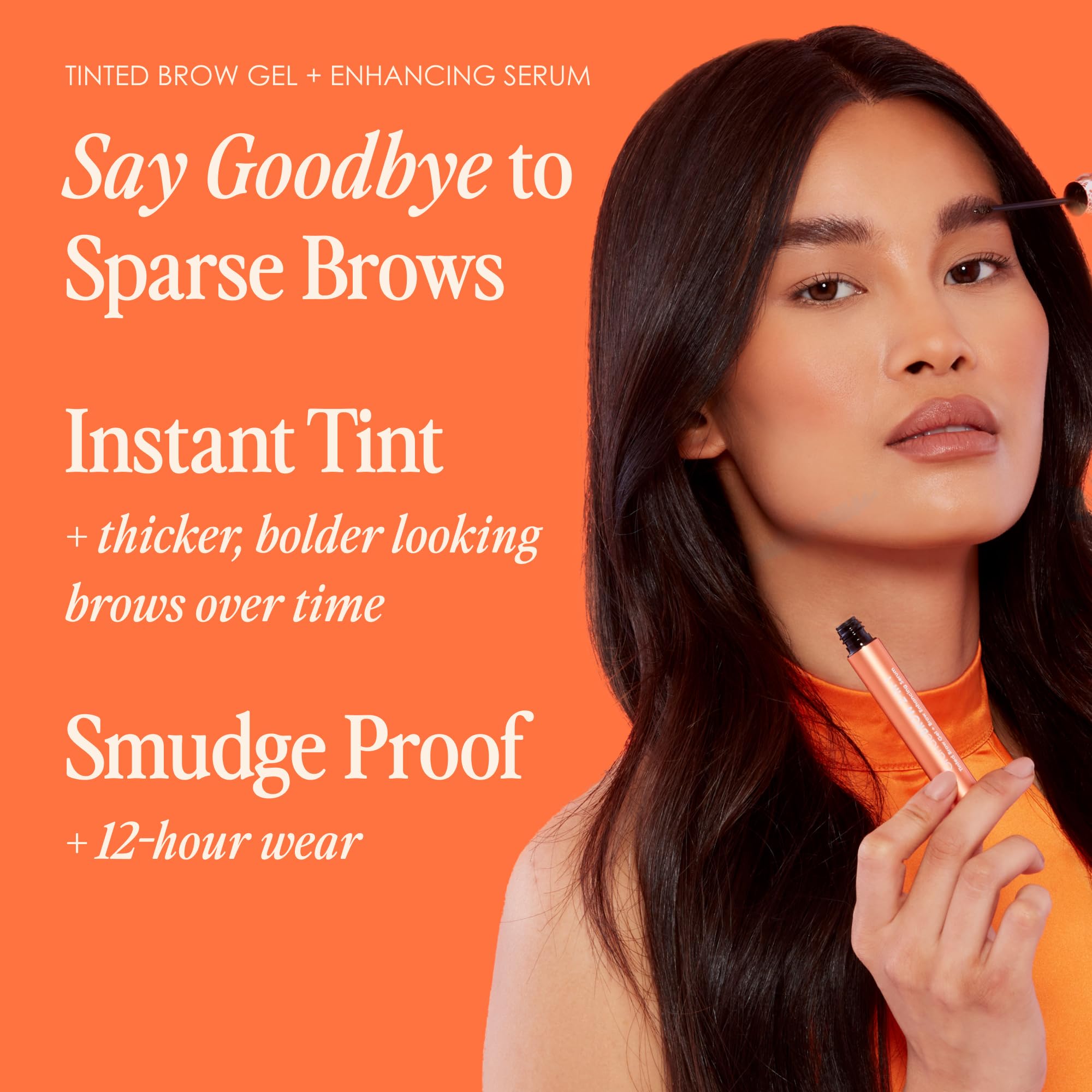 Grande Cosmetics 2-In-1 Tinted Brow Gel + Brow Enhancing Serum, Thick & Darker Brows, Shape & Fill Brows Effortlessly, Medium, T