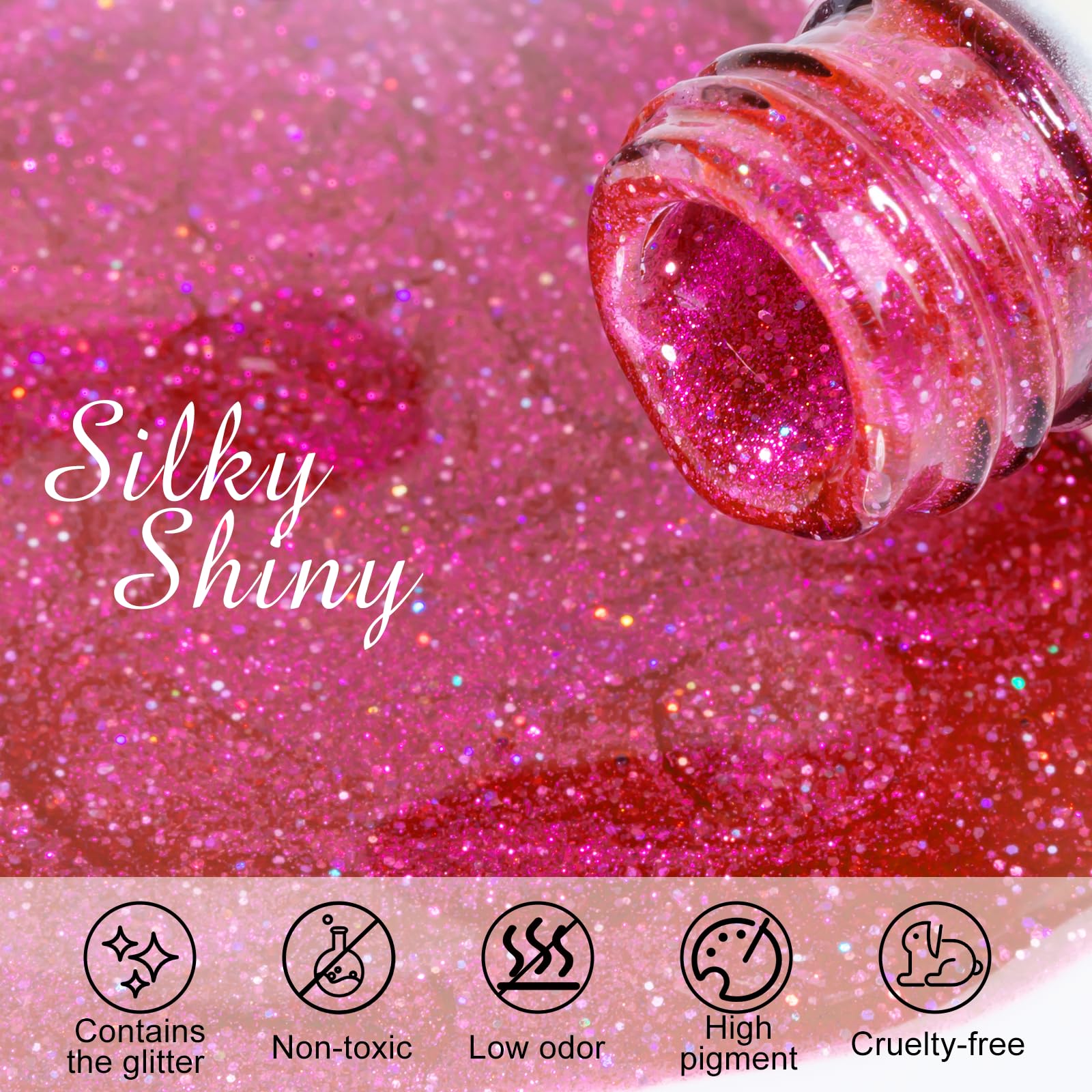 Nxj Infilila Cat Eye Gel Nail Polish,15Ml Pink Cat Eye Gel Polish, Pink Glitter Cat Eye Polish Magnetic Nail Polish Reflective H