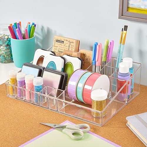 STORi Clear Makeup Organizer - 15-Compartment Cosmetic Holder, Plastic Vanity Storage, Model 8800, Made in USA