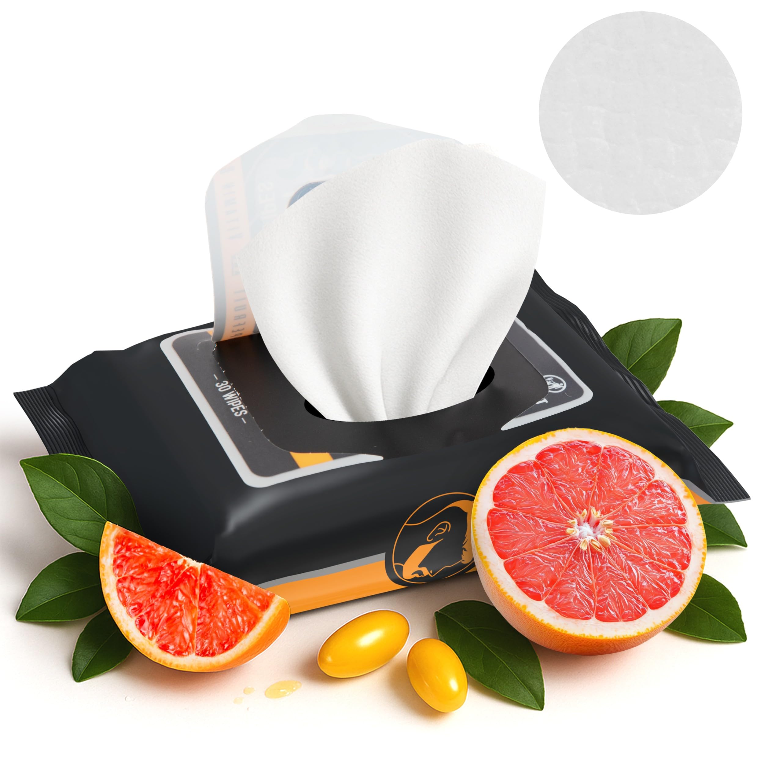 The Nobleman 4-Pack Face + Body Aloe Infused Cleansing Wipes: 4 Energizing Packs with Grapefruit Chamomile and Vitamin C (120 Ct