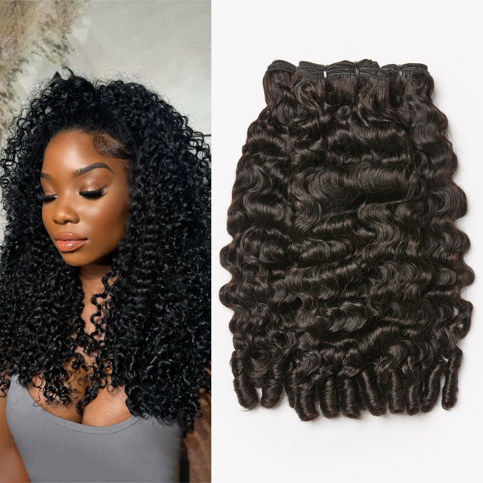 ASHINE Burmese Curly Bundles Human Hair 20 22 24 inch Natural Black
