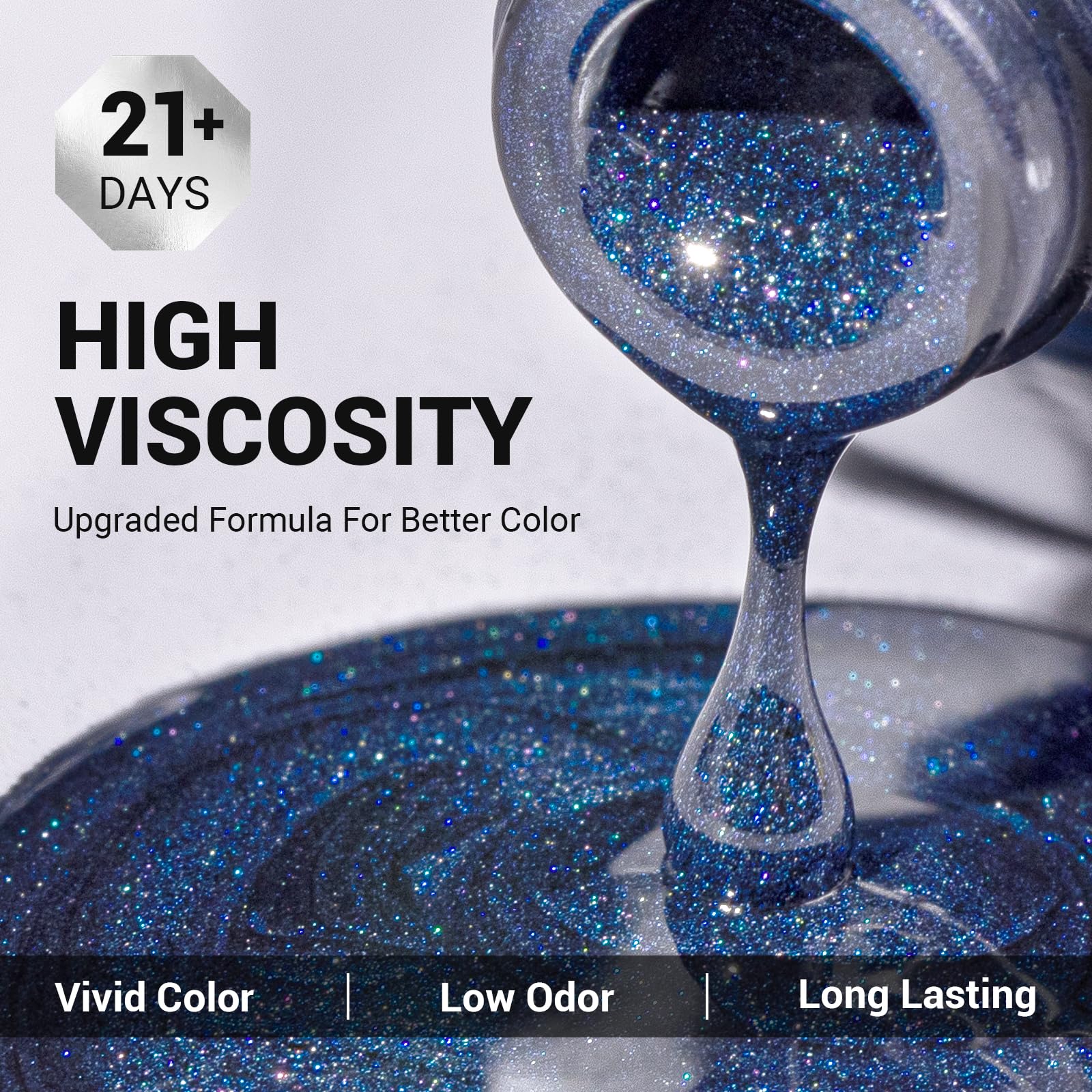 Melodysusie Thick Gel Nail Polish,15Ml Dark Blue Fine Glitter Soak Off Uv Led Sparkle Gel Polish Gift For Women Nail Art Manicur