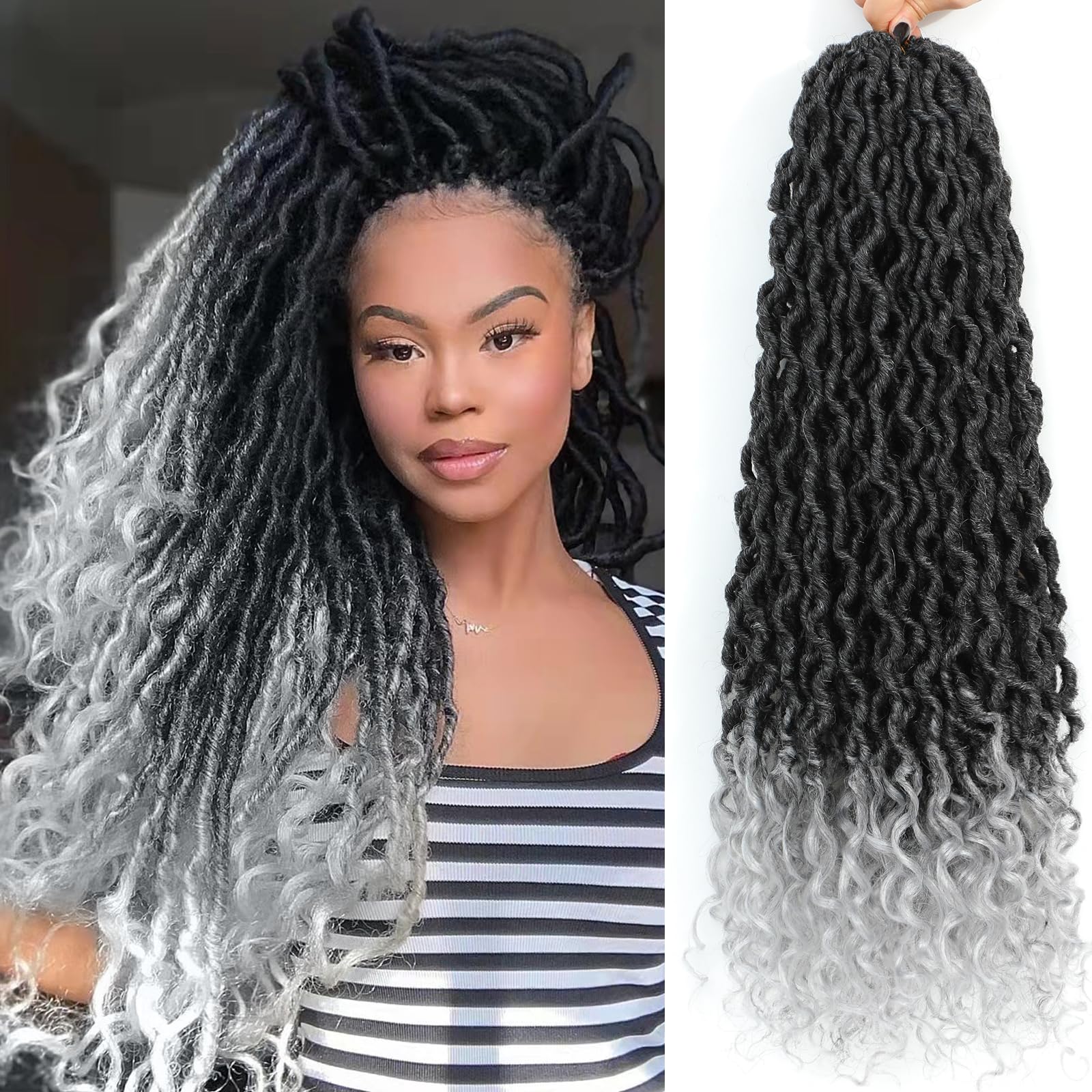 Goddess Locs Crochet Hair 24 Inch 6 Packs Faux Locs With Curly Ends Pre Looped Faux Locs Crochet Hair For Black Women River Godd