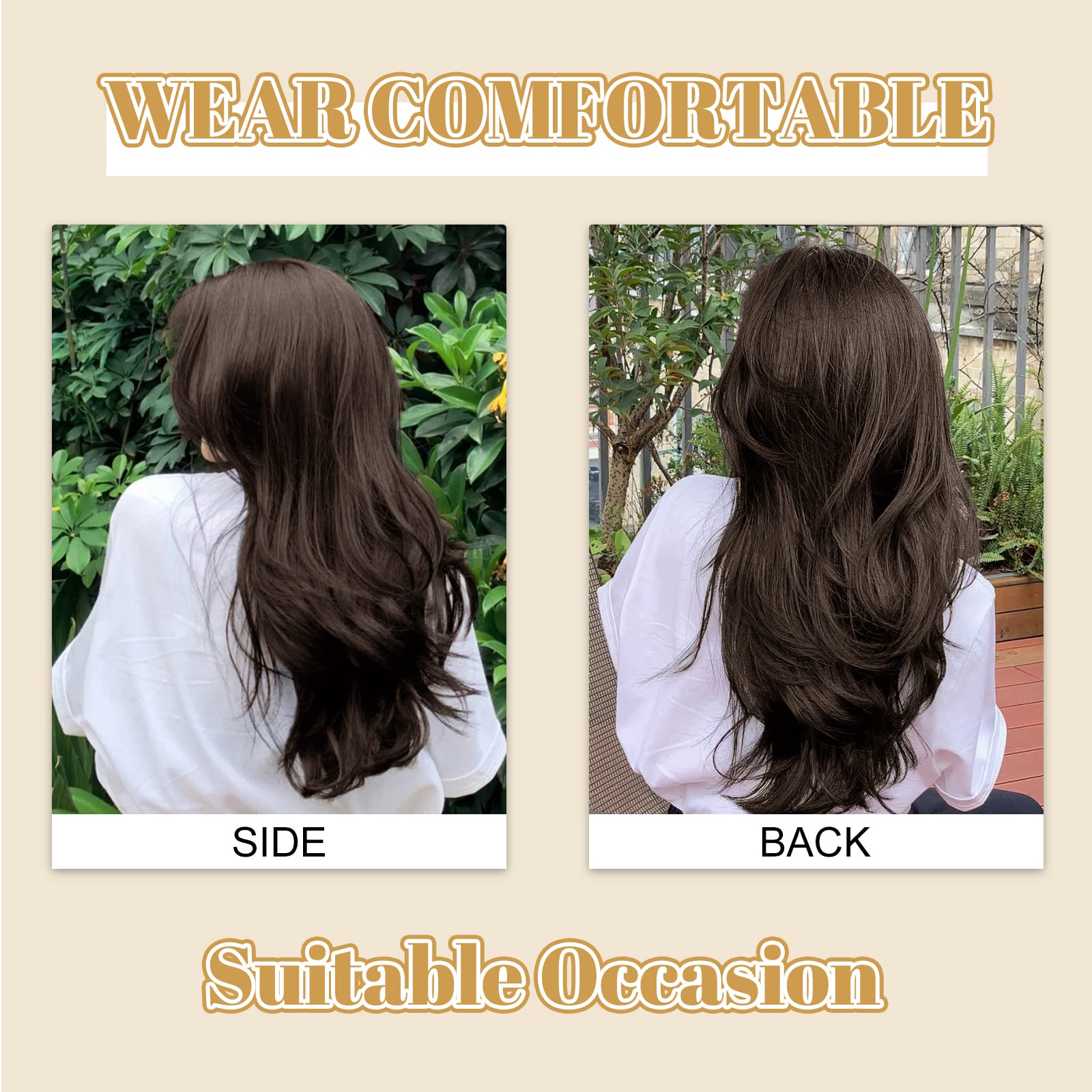 Freemeige Clip In Hair Extensions Hair Extensions For Women Hair Extension Straight Layered Hair Extensions Clip Ins Brown Synth