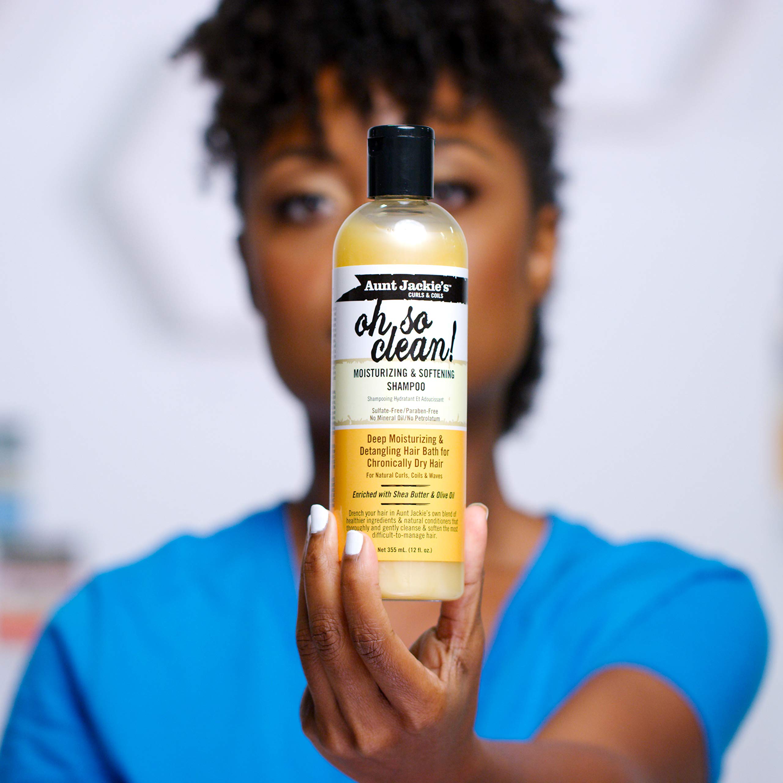 Aunt Jackie's Curls and Coils Oh So Clean Deep Moisturizing and Softening Hair Shampoo for Natural Curls, Coils and Waves, Enric