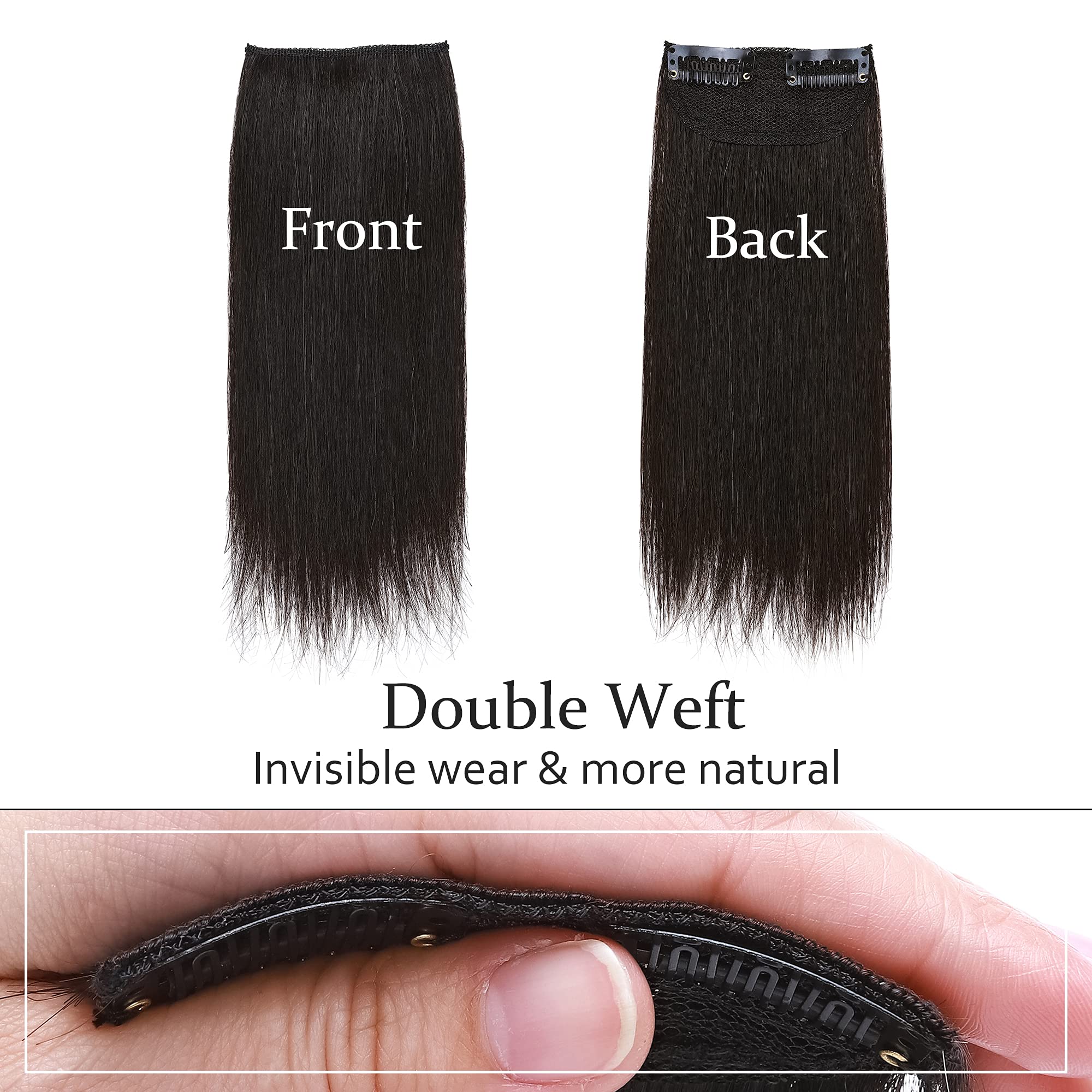 Sego 2 Pcs Clip In Hair Extensions Real Human Hair Short 10 Inch 30G Hairpiece Human Hair Toppers For Women With Thinning Hair A