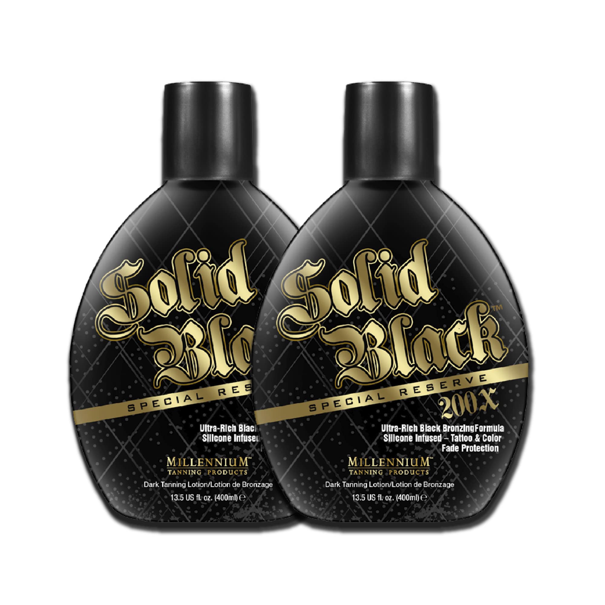 Millennium Tanning Solid Black 200X Tanning Lotion, 13.5 Fl Oz, 2-Pack
