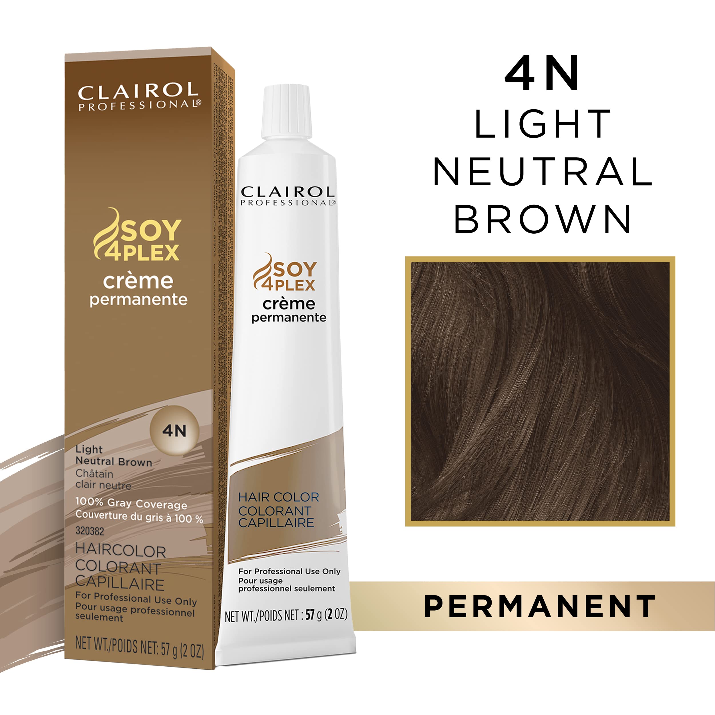 Clairol Professional Permanent Crme, 4N Light Neut Brown, 2 Oz