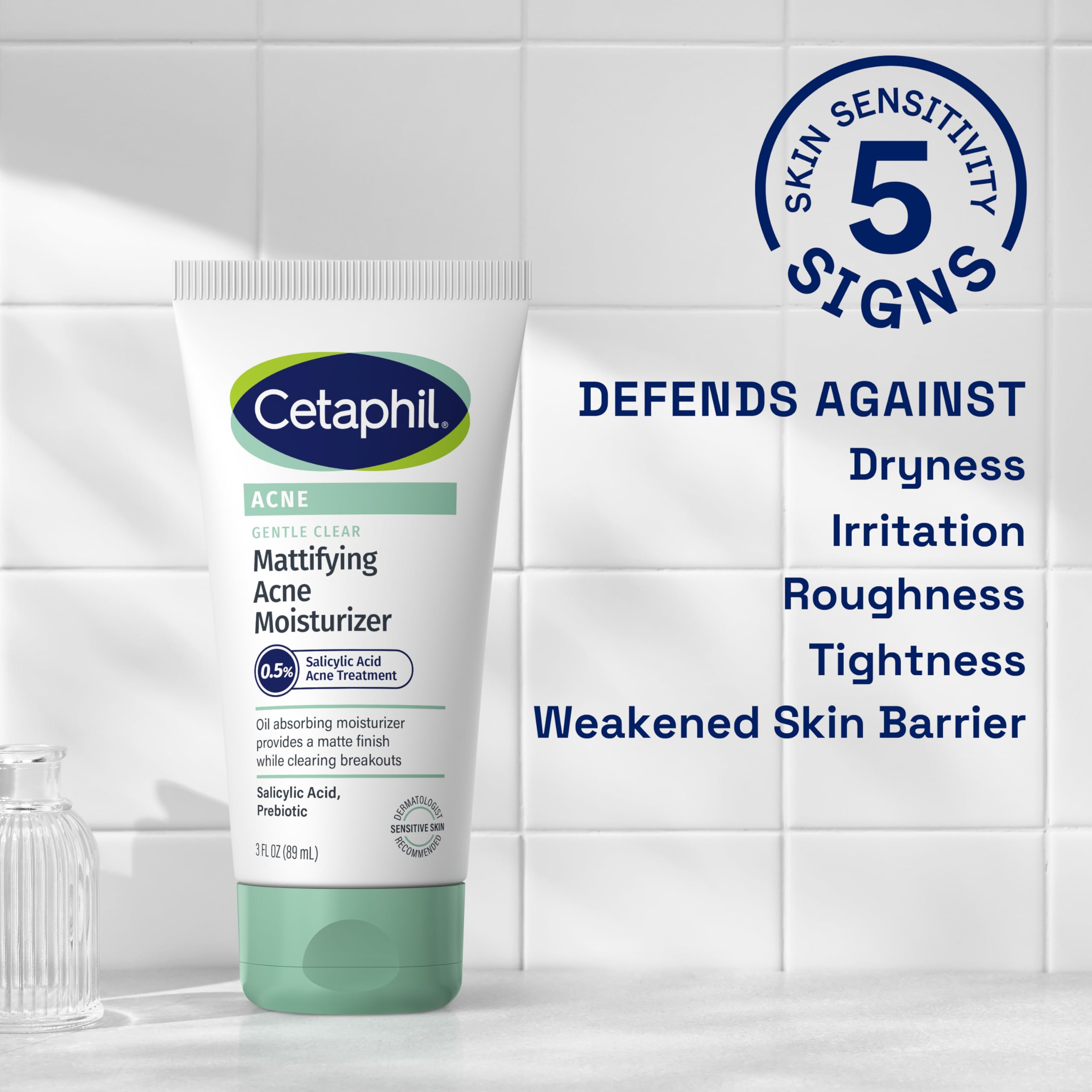 Cetaphil Face Moisturizer, Gentle Clear Mattifying Acne Moisturizer With 0.5% Salicylic Acid, Hydrates And Treats Sensitive Acne