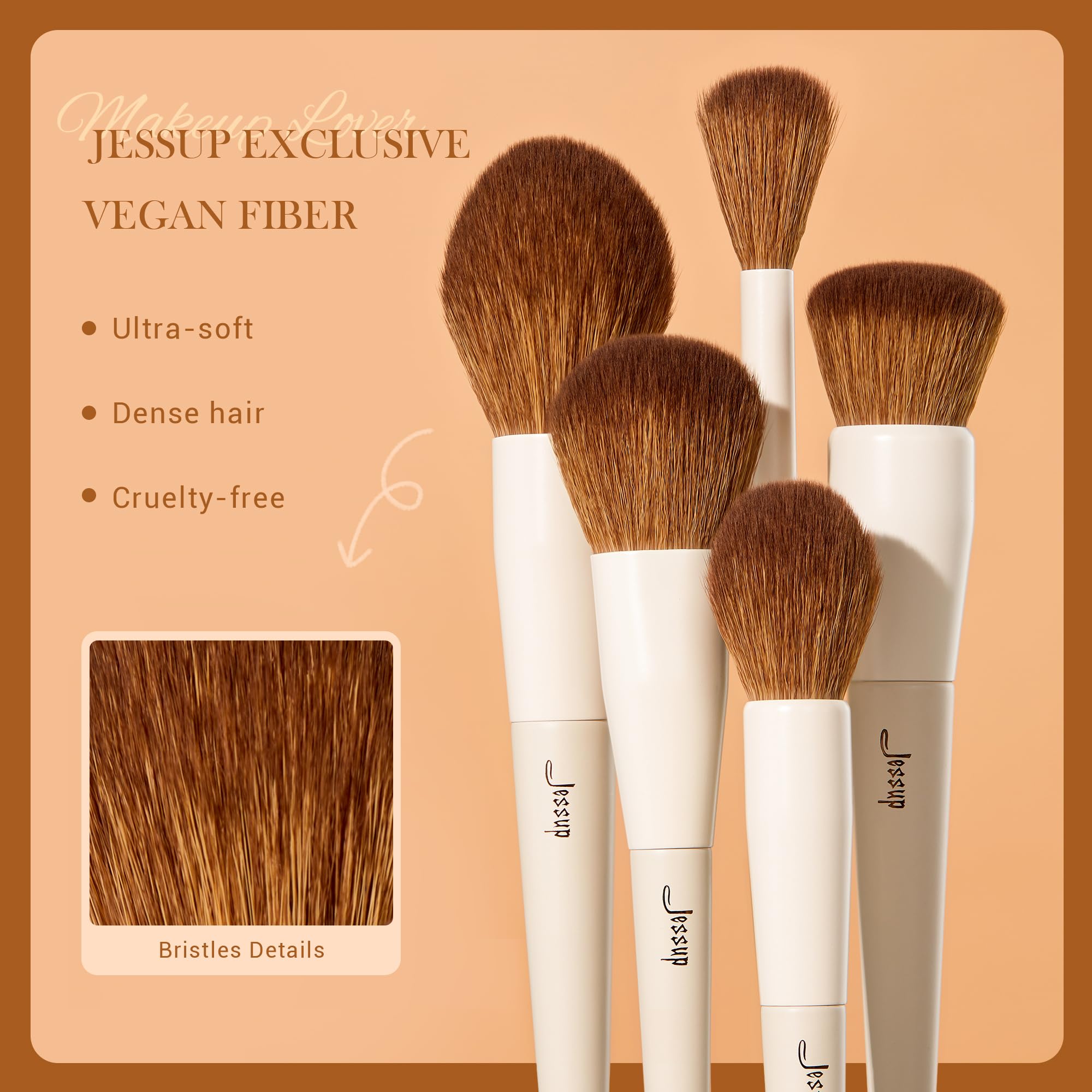 Jessup Makeup Brush Set 5Pcs Face Makeup Brushes Vegan Soft Foundation Brush Blush Brush Bronzer Contour Brush Highlighter Brush