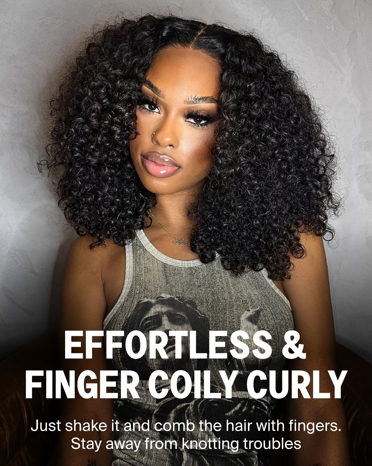 MEGALOOK 250% Density Kinky Curl Wig - 18 Inch Human Hair, Glueless HD Lace, Salon-Grade 6x6 Closure, Pre Plucked, Bleached Knots