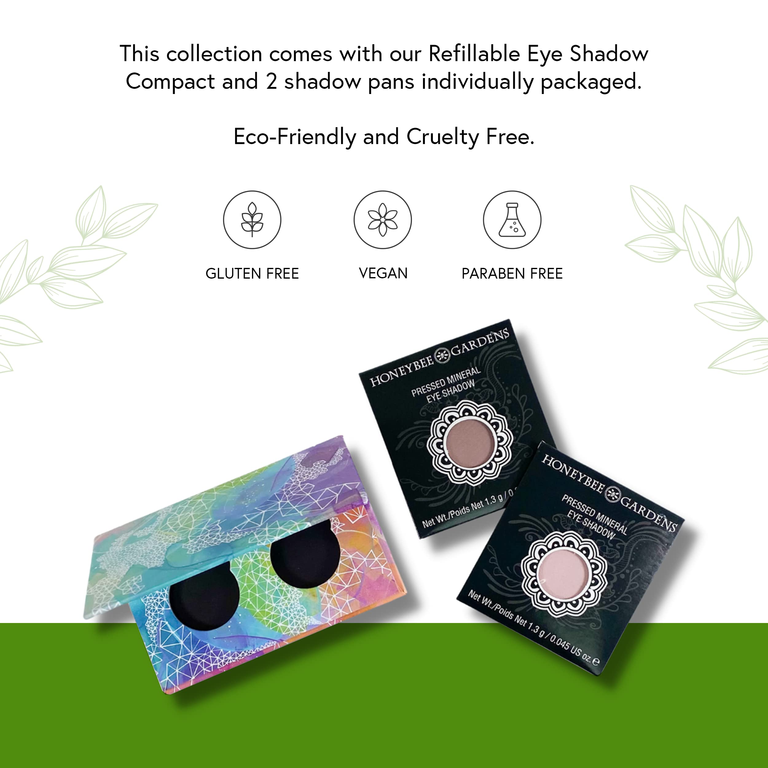 Honeybee Gardens Mini Skinny Duo Eye Shadow Compact In Canterbury And Porcelain, Longlasting, Refillable & Customizable, Vegan,