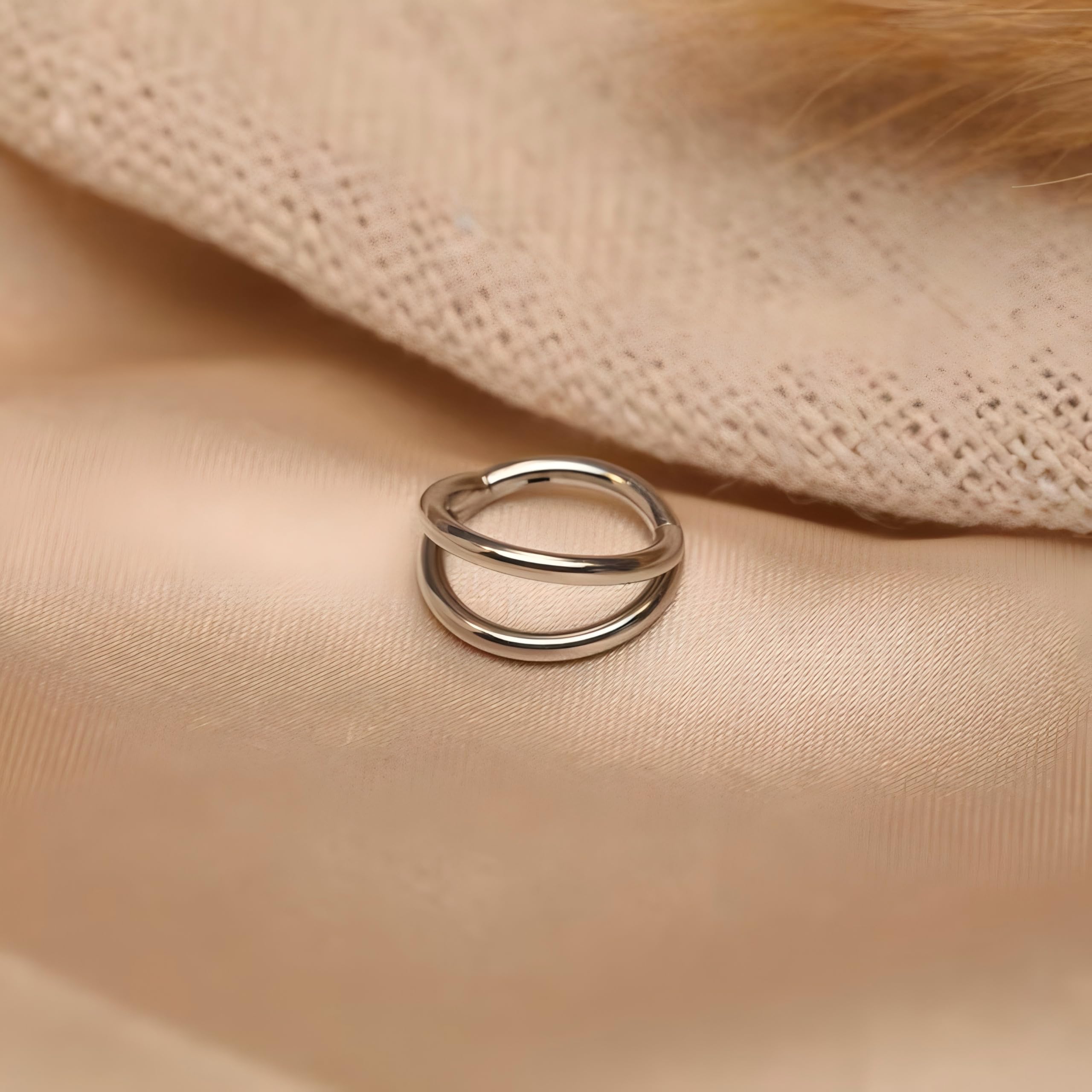 PEAKLINK 18G Double Open Stacked Cartilage Conch Helix Earring Hoop 316L Surgical Steel Septum Nose Rings 8mm Lobe Earrings Unis