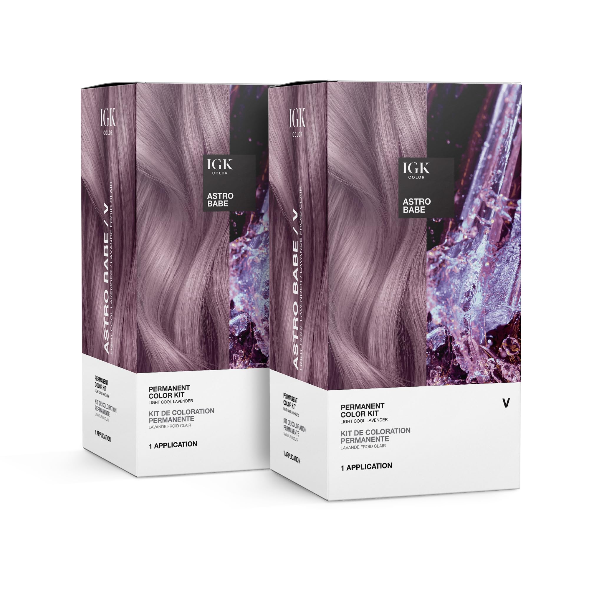 IGK Permanent Color Kit (2-Pack) ASTRO BABE - Light Cool Lavender V | Easy Application + Strengthen + Shine | Vegan + Cruelty Fr