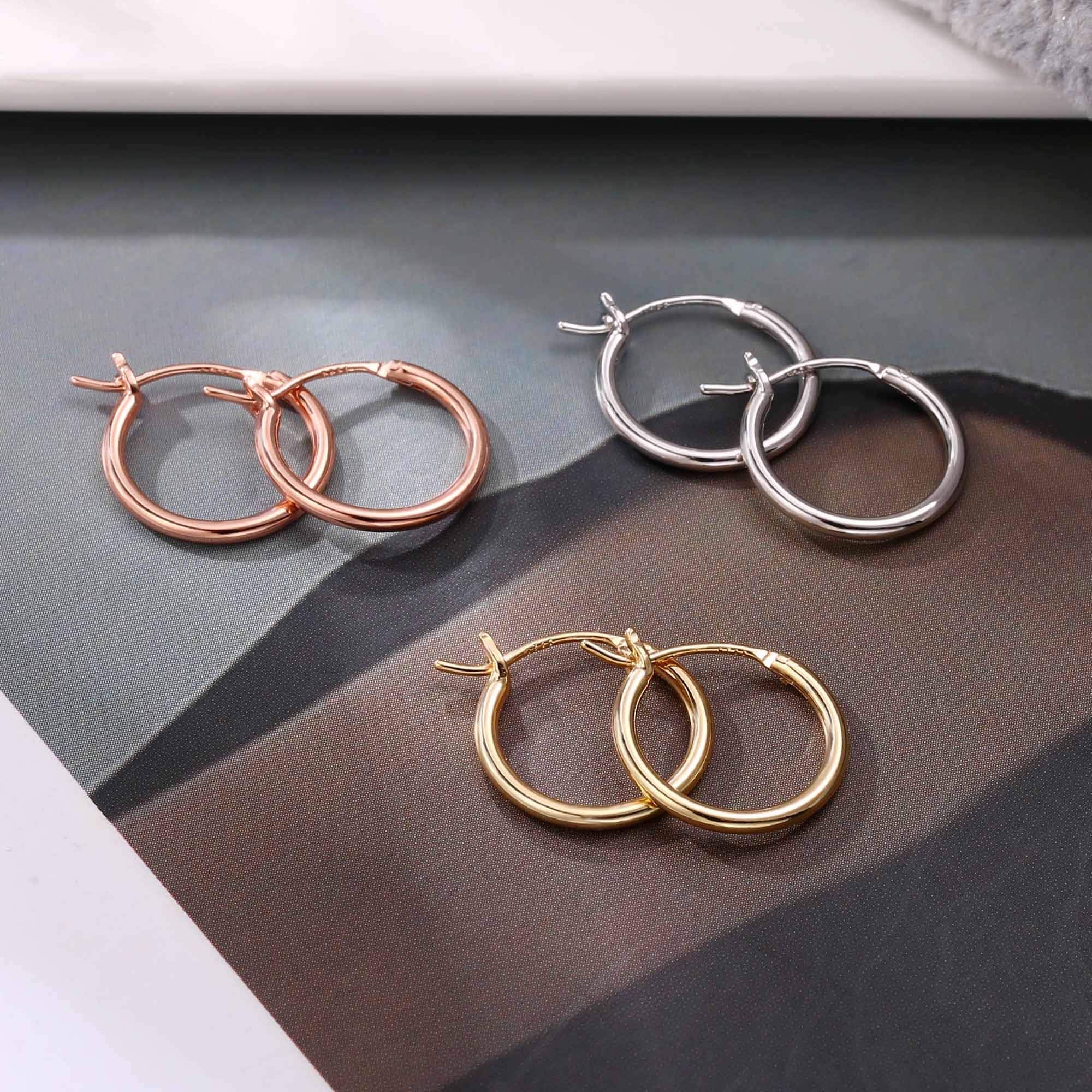 M MOOHAM Small Gold Hoop Earrings for Women, 14K Gold Plated 925 Sterling Silver Post Hypoallergenic Chunky Mini Hoops Earrings