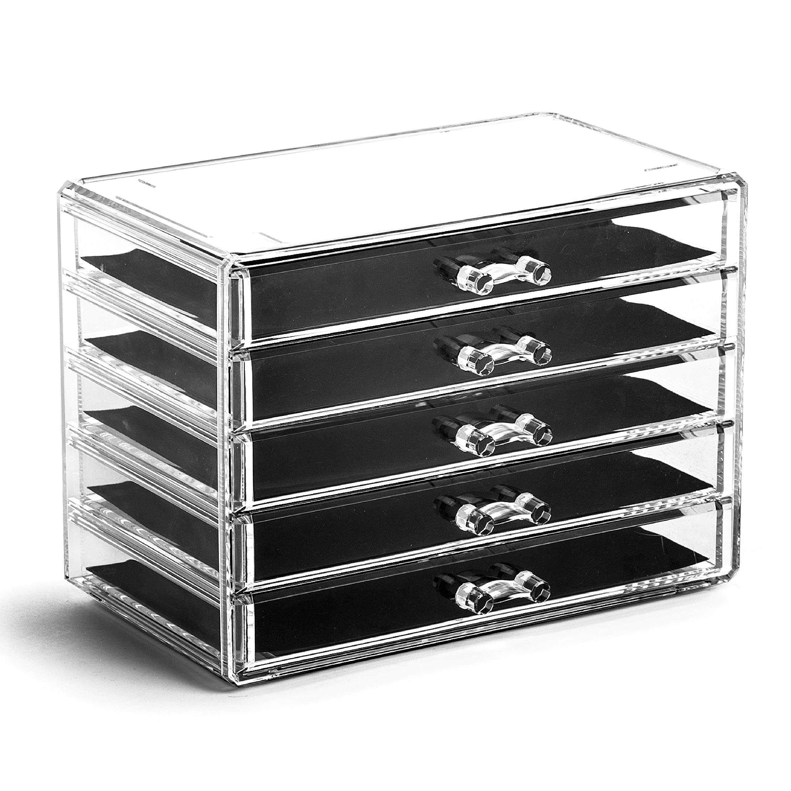 BINO THE MANHATTAN SERIES Acrylic Makeup Drawer Organizer- 5 Drawers | Clear Beauty Organizers and Storage| Cosmetic & Makeup Dr
