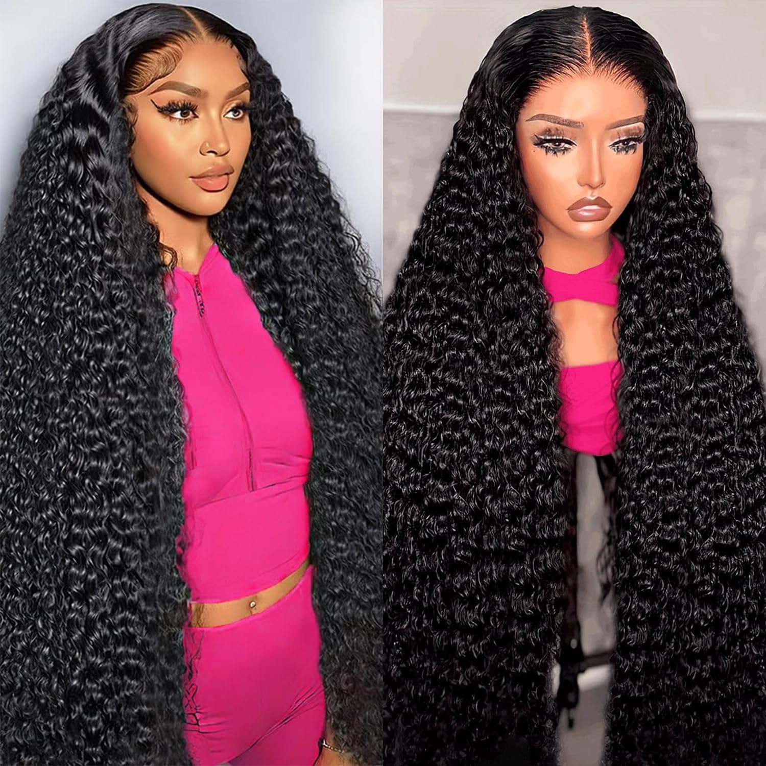 Hoiloxa 5x5 HD Lace Closure Wig Human Hair Deep Wave 5x5 Closure Wig Curly Lace Front Wig Pre Plucked 180% Density Glueless Wet 