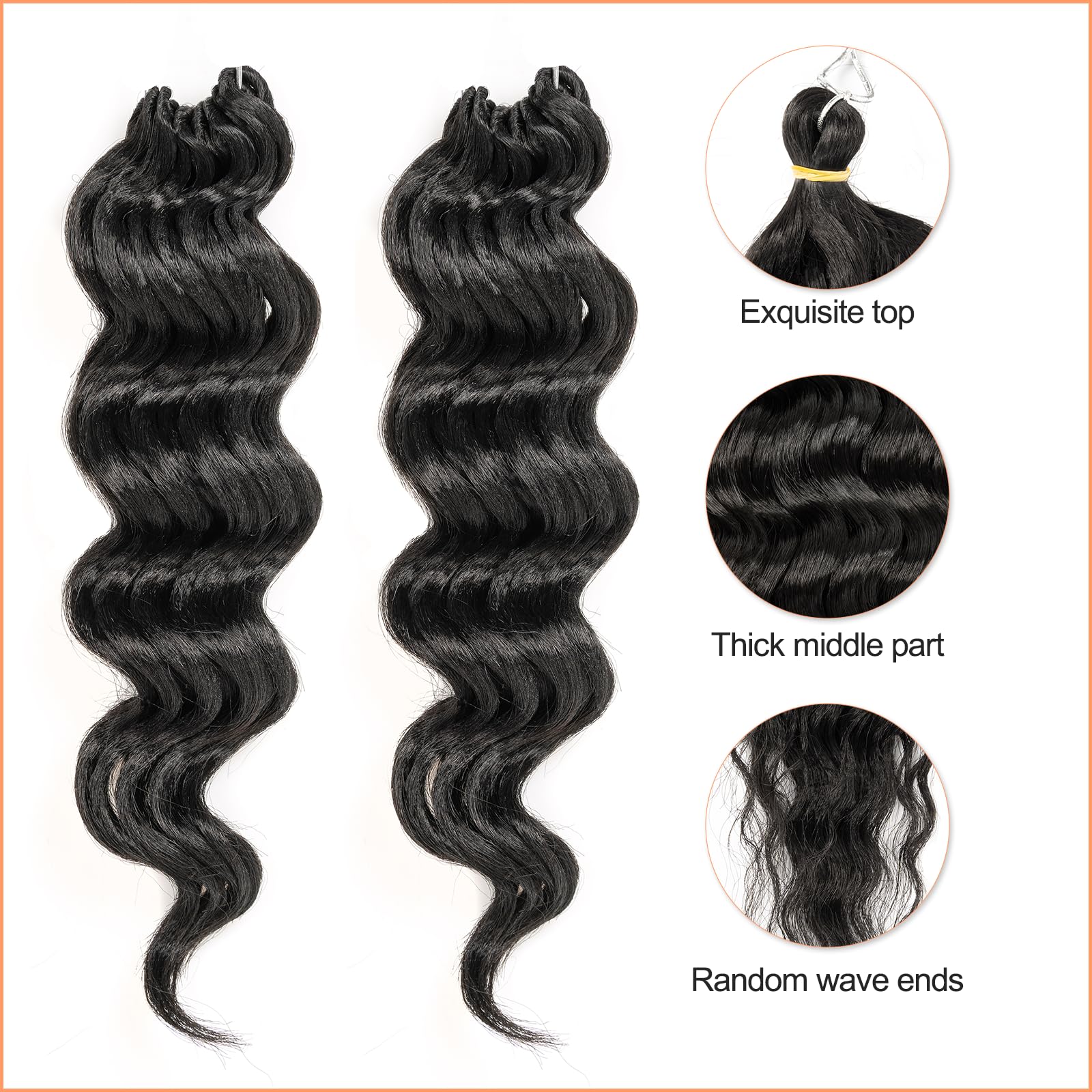 Toyotress Ocean Wave Crochet Hair - 12 Inch 8 Packs Natural Black Crochet Braids Deep Twist Synthetic Braiding Hair Extensions (