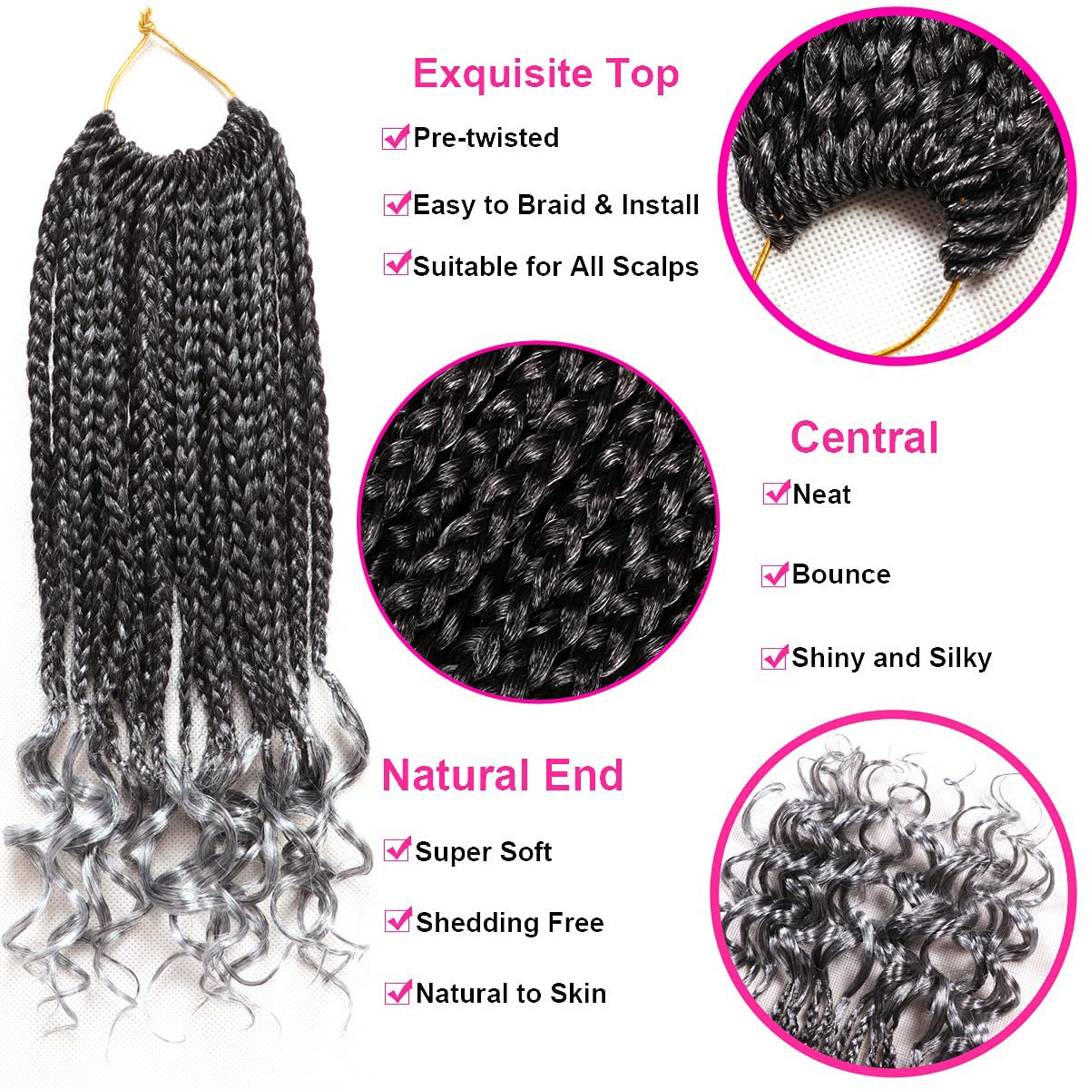 7 Packs 10 Inch Crochet Box Braids Hair With Curly Ends Prelooped Bohemian Goddess Box Braids Crochet Braids Hair For Black Wome
