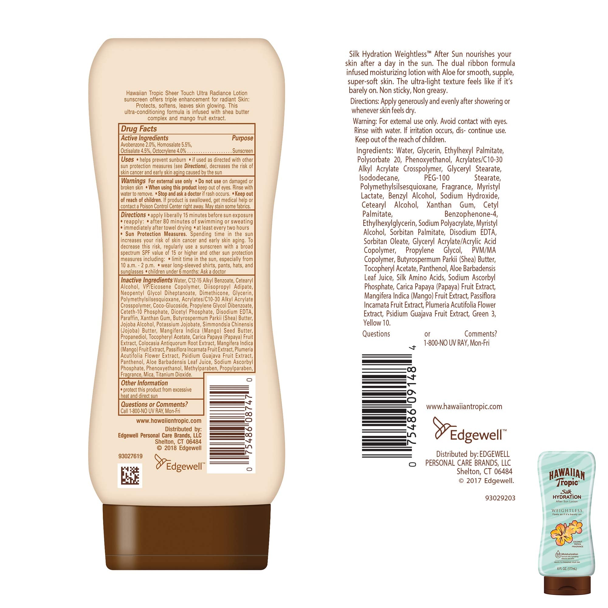 Hawaiian Tropic Spf 30 Broad Spectrum Sunscreen And After Sun Pack With 8Oz Sheer Touch Moisturizing Sunscreen Lotion And 6Oz Si