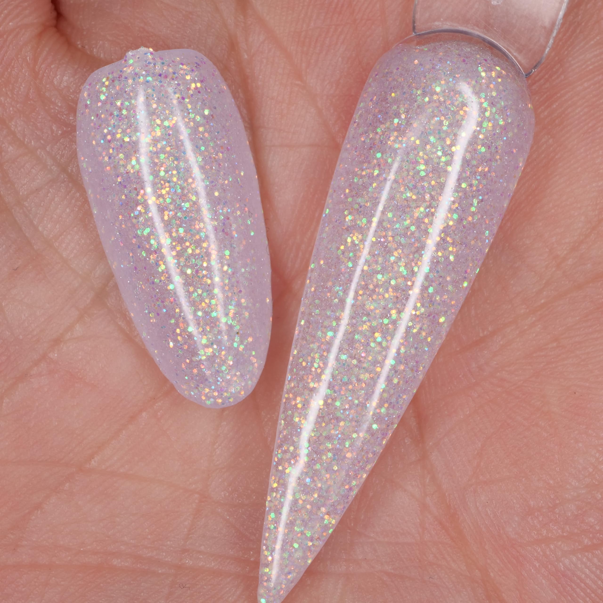 Glow in the dark White Glitter Nail Acrylic Powder Colors 1OZ APN69 Glows Purple