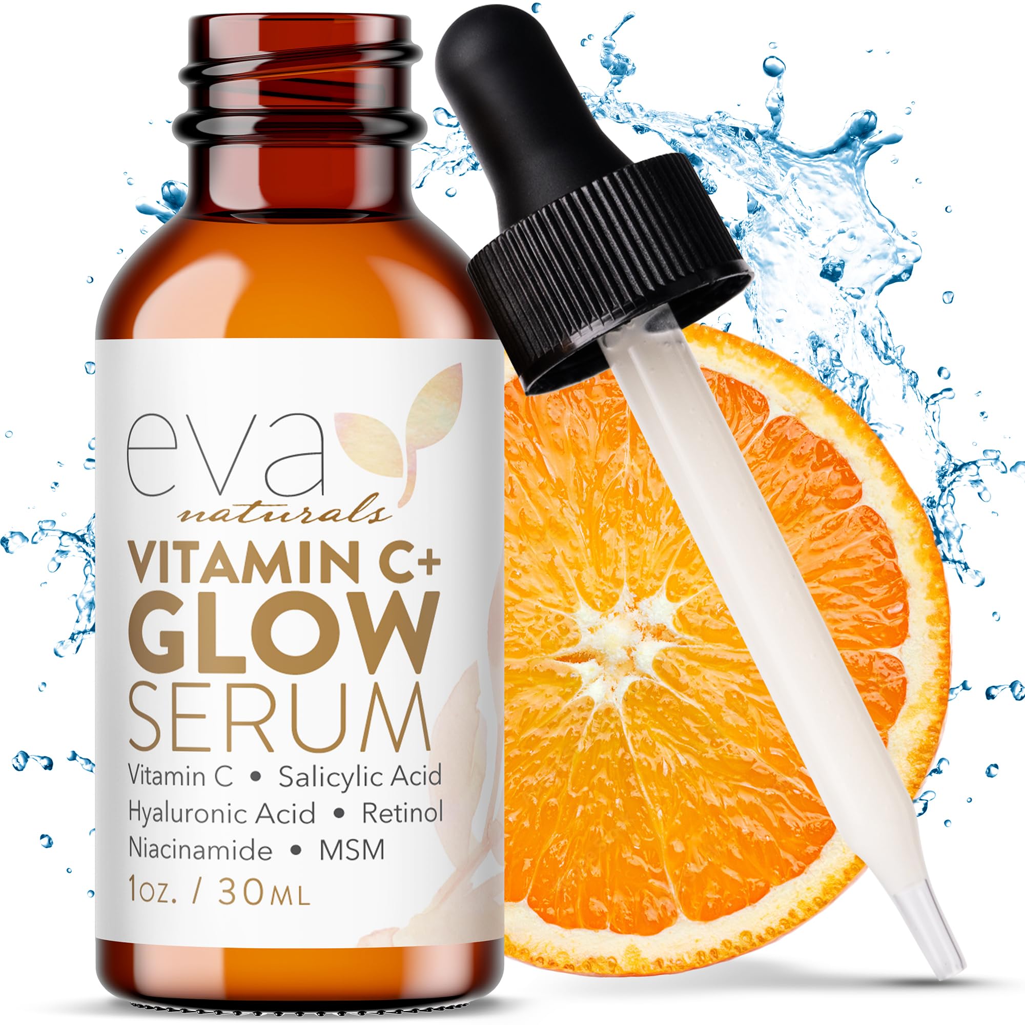 Eva Naturals Vitamin C Face Serum With Hyaluronic Acid - Anti Aging Serum - Reduce Dark Spots, Acne & Wrinkles - Retinol, Niacin