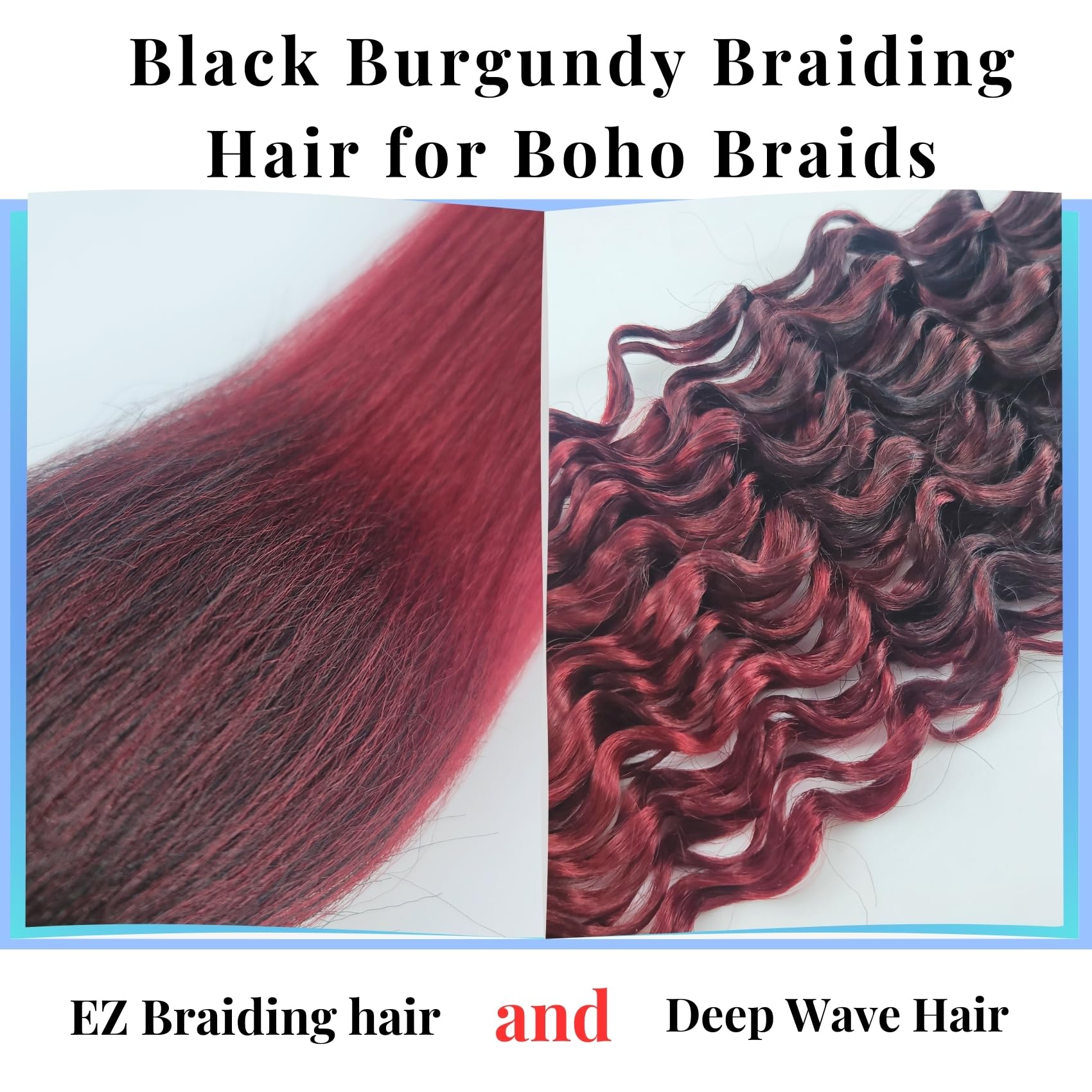 Black Burgundy Braiding Hair Pre Stretched For Boho Braids Synthetic Prestretched Ez Braiding Hair For Knotless Box Braids Bohem