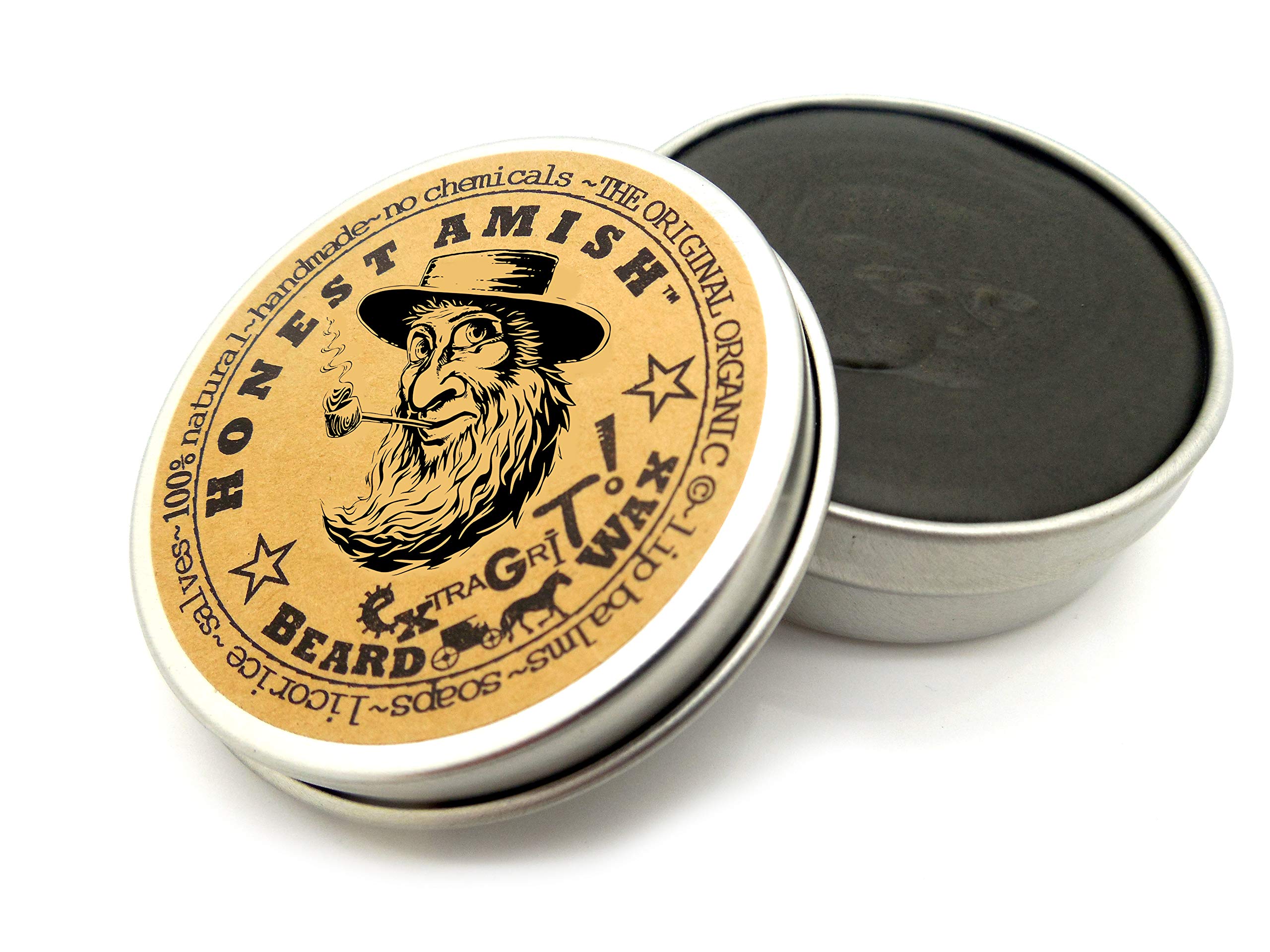 Honest Amish Extra Grit Beard Wax - Natural And Organic - Hair Paste And Hair Control Wax - 2 Ounce