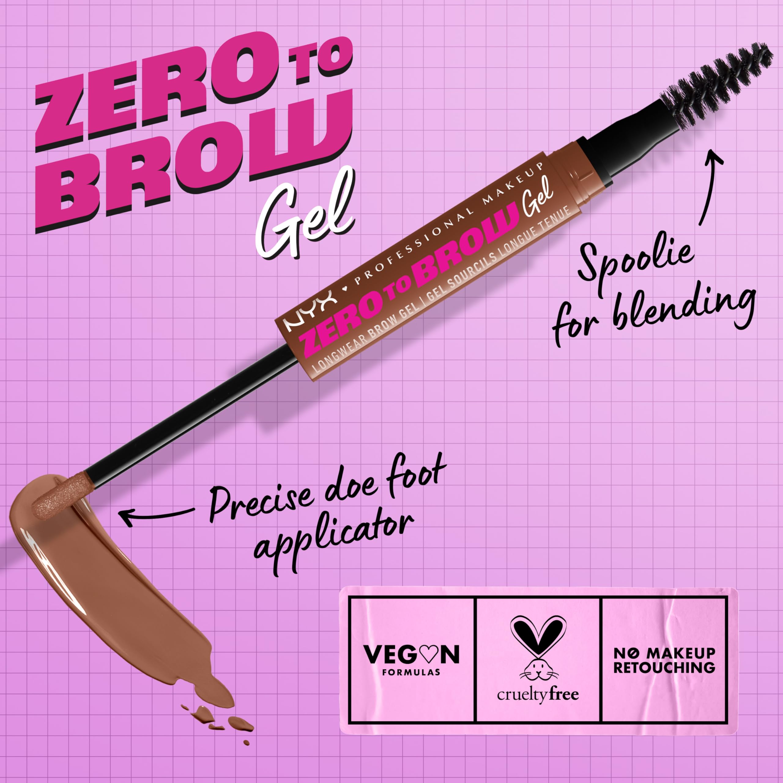 NYX PROFESSIONAL MAKEUP Zero to Brow, Longwear Eyebrow Gel, Auburn