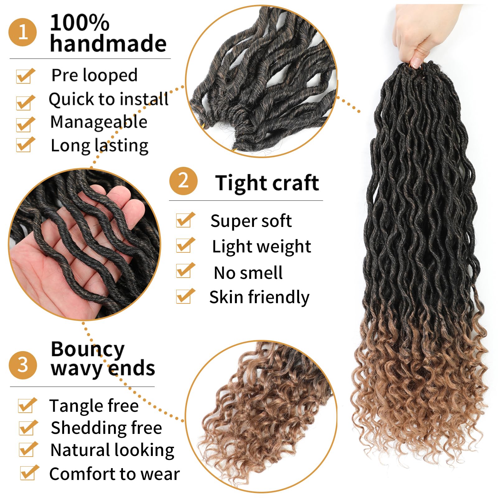 Goddess Locs Crochet Hair 20 Inch 6 Packs Crochet Goddess Locs With Curly Ends Pre Looped Goddess Faux Locs Crochet Hair For Bla