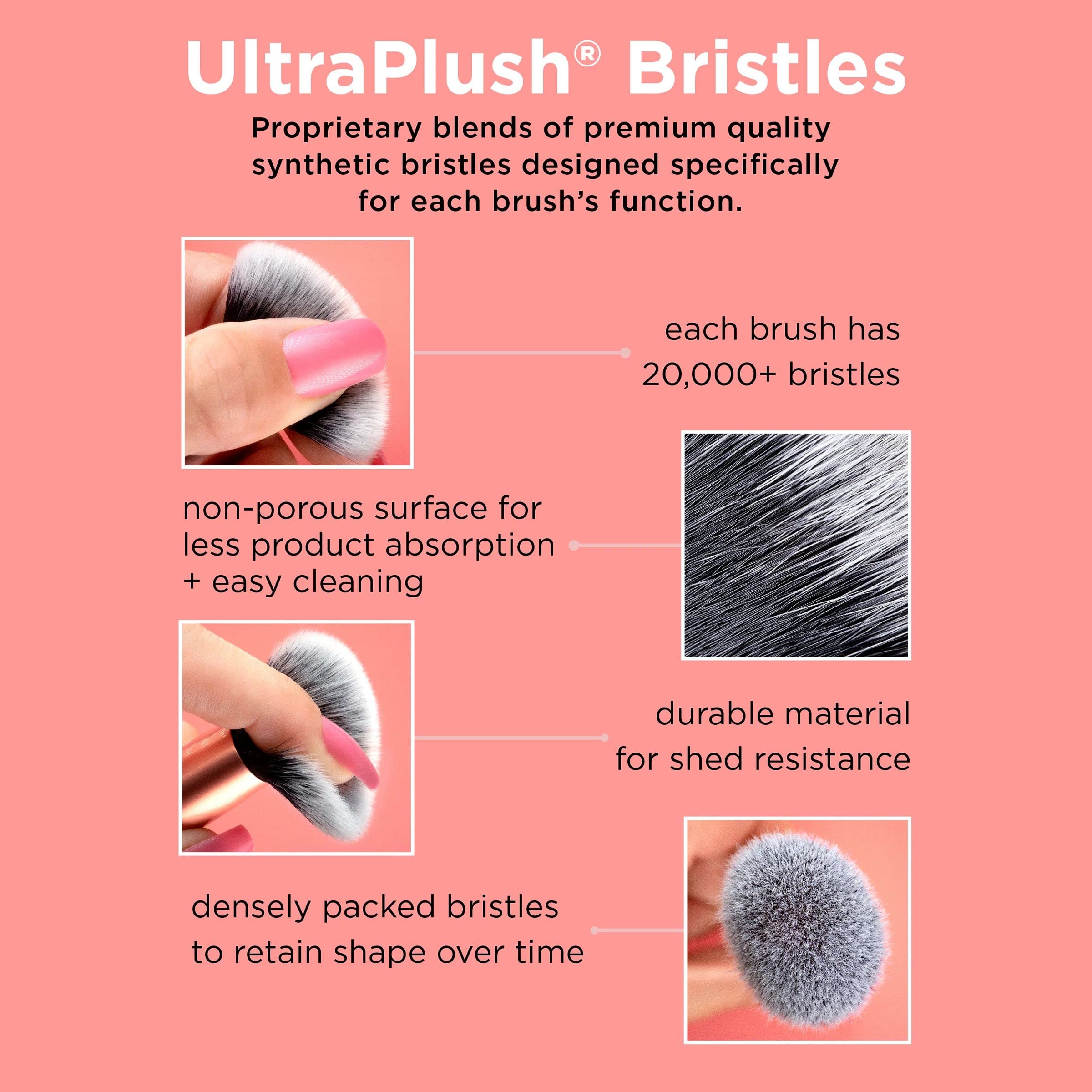 Real Techniques Makeup Setting Brush, For Setting Powder, Loose Powder, & Pressed Powder, 402 Face Makeup Brush, Sheer Coverage