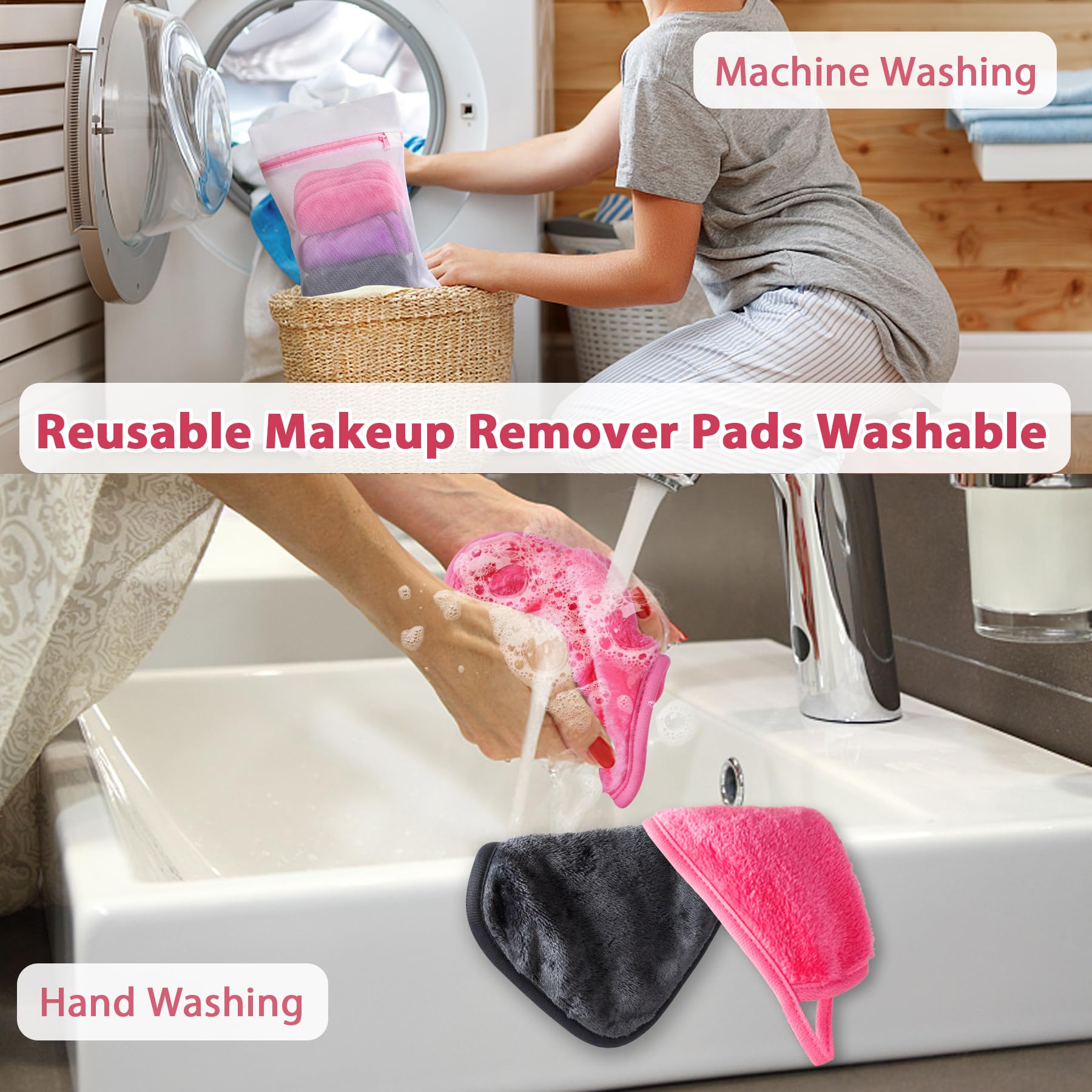 Makeup Remover Cloth, 6'' X 6'' Make Up Towels Reusable Face Cloth For Washing Face, 12 Pack Makeup Remover Pads Microfiber Face