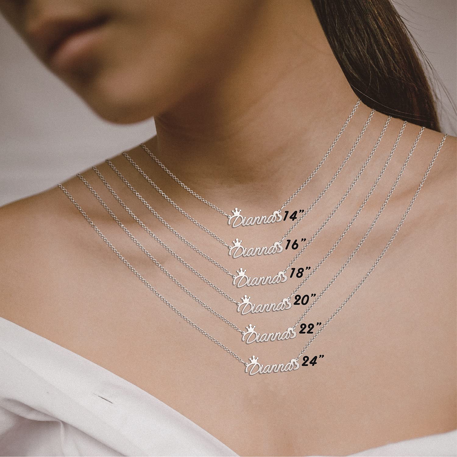 CoolJewelry Name Necklace Personalized Custom Made Nameplate Initial Necklace 925 Sterling Silver Jewelry Birthday Gift for Gabr