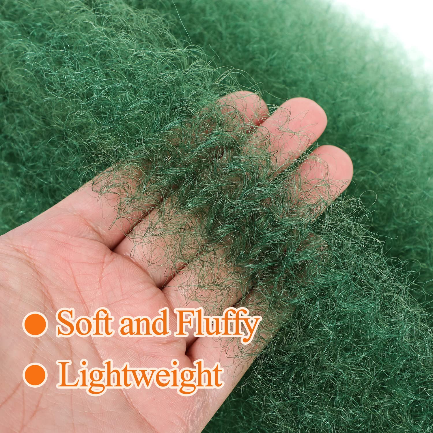 Springy Afro Twist Hair 12 Inch 6 Packs Pre Fluffed Marley Twist Braiding Hair For Black Women (12 Inch, 6 Packs, Green)