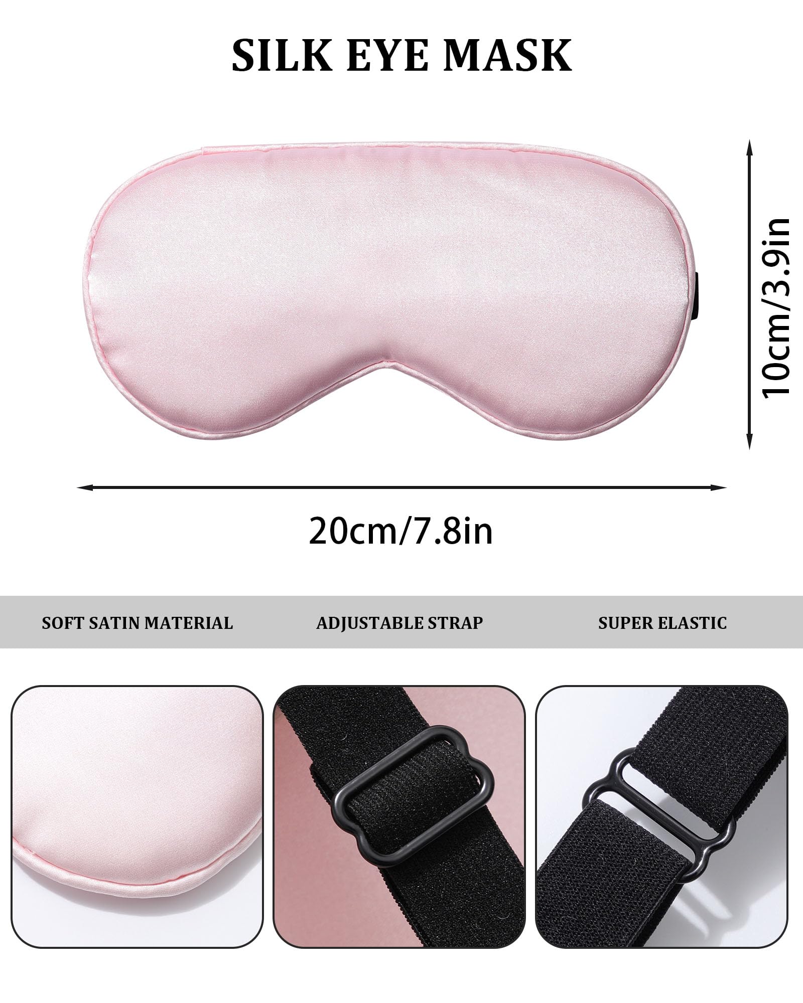 Awaytr Long Hair Bonnet For Sleeping - Double Layer Long Elastic Tie Band Satin Bonnet For Women With Sleep Eye Mask (Rose Gold)