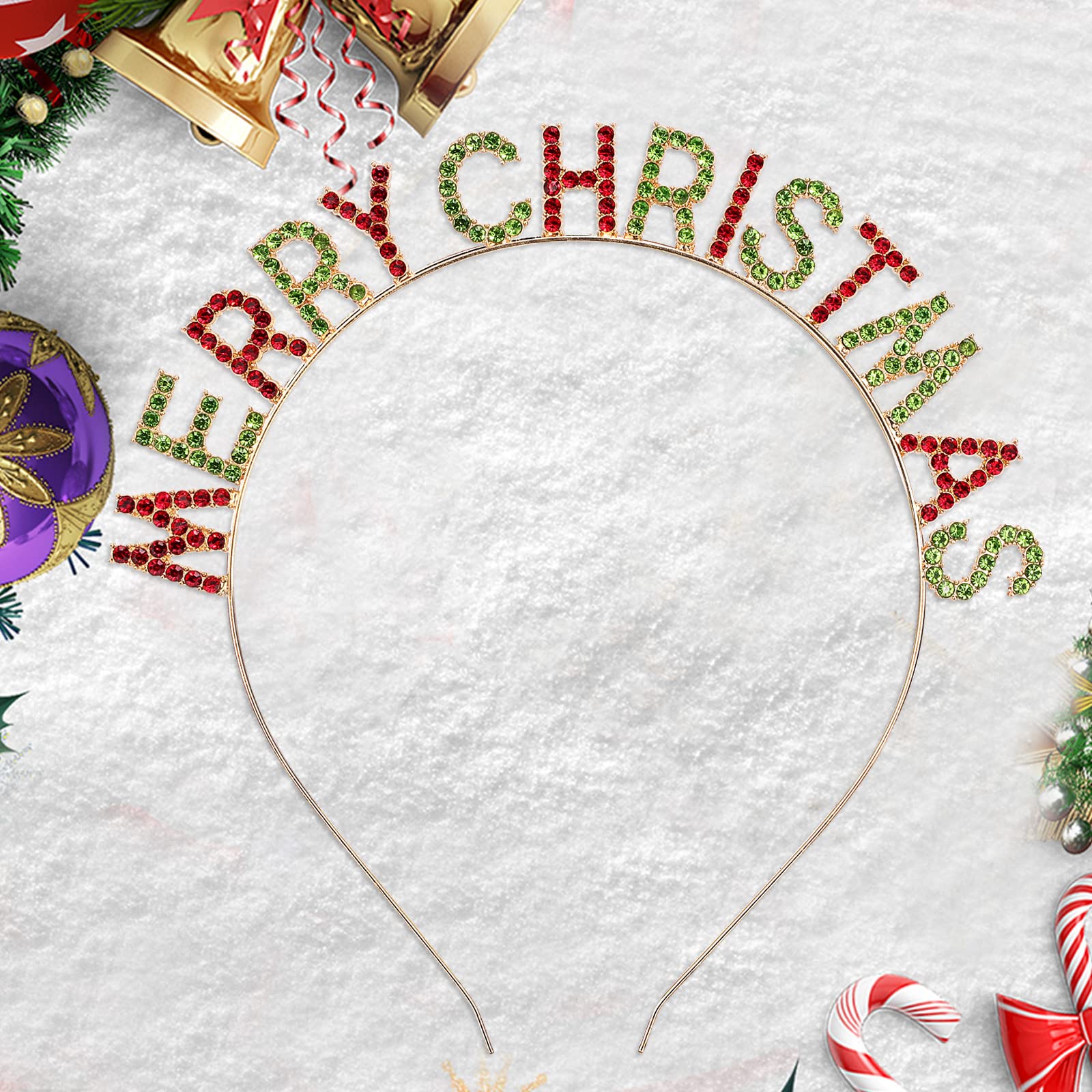 CIEHER Merry Christmas Headbands Xmas Hairbands Merry Christmas Crown Hair Hoop Headpiece Christmas Party Headdress Decorations