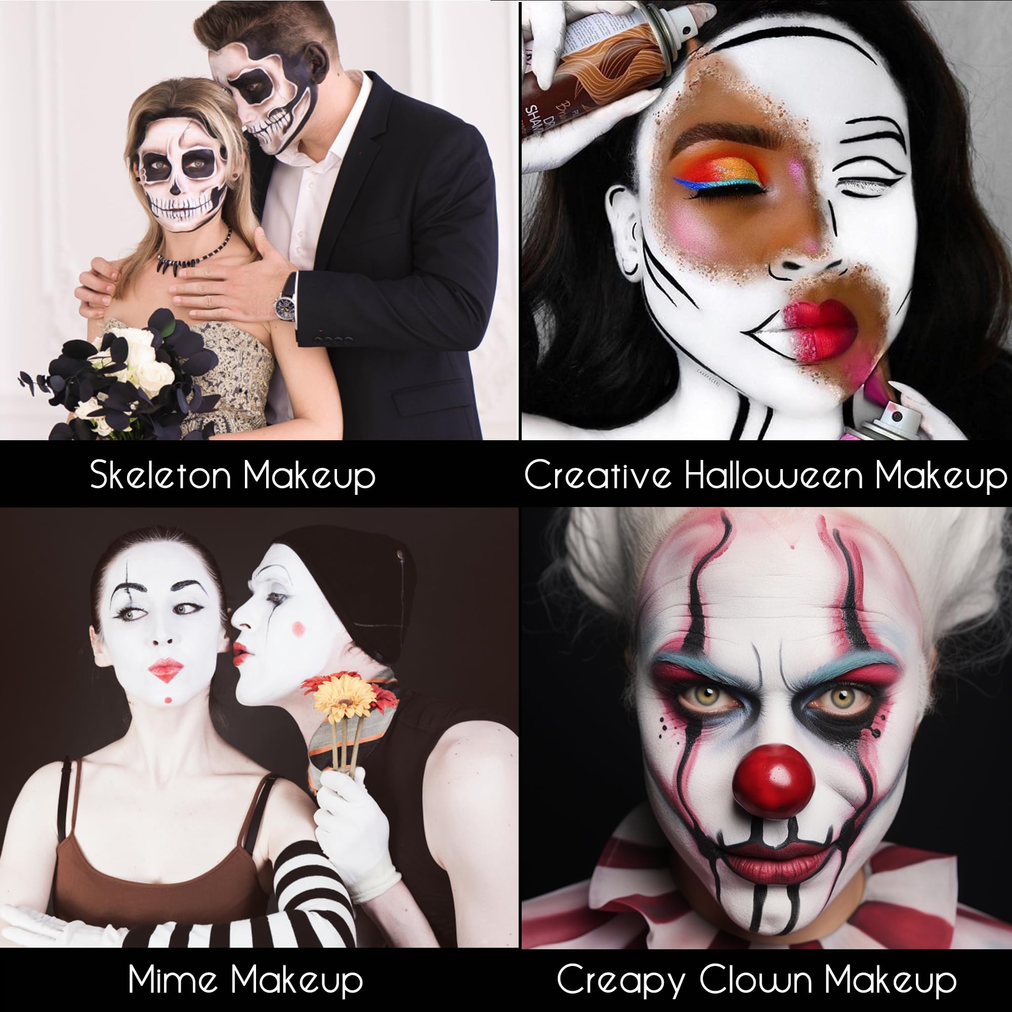 Ccbeauty White Black Face Body Paint Stick, Cream Eye Black Sticks For Sports, Blendable Foundation For Clown Skeleton Vampire S