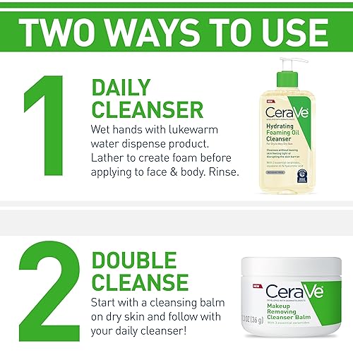 Cerave Hydrating Foaming Oil Cleanser Wash With Squalane Oil, Triglyceride, Hyaluronic Acid And Ceramides  For Dry To Very Dry S
