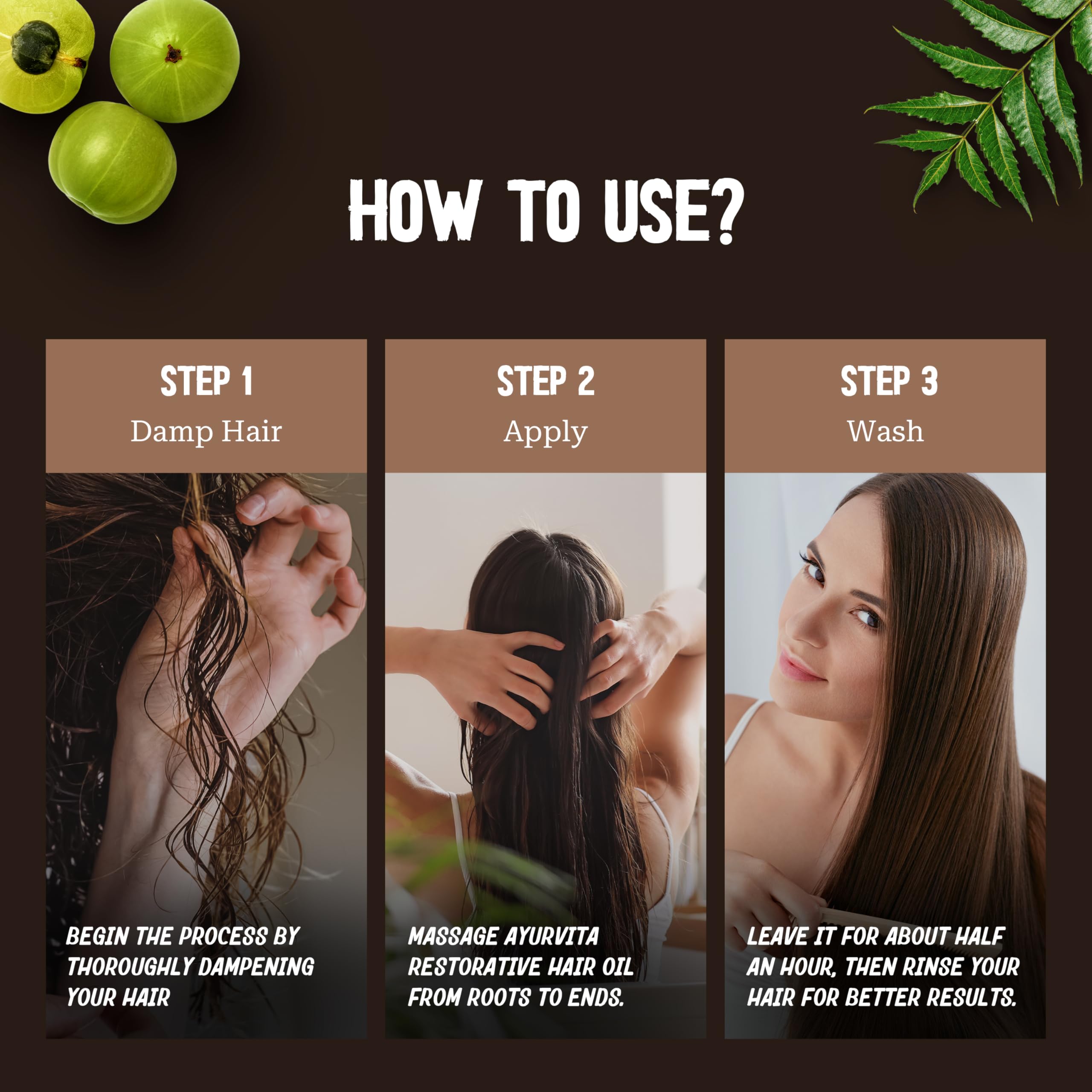 Ayurvita Restorative Hair Oil With Amla & Neem - Rejuvenating And Brightening - Nutrient-Rich Treatment For Dry Hair And Scalp -